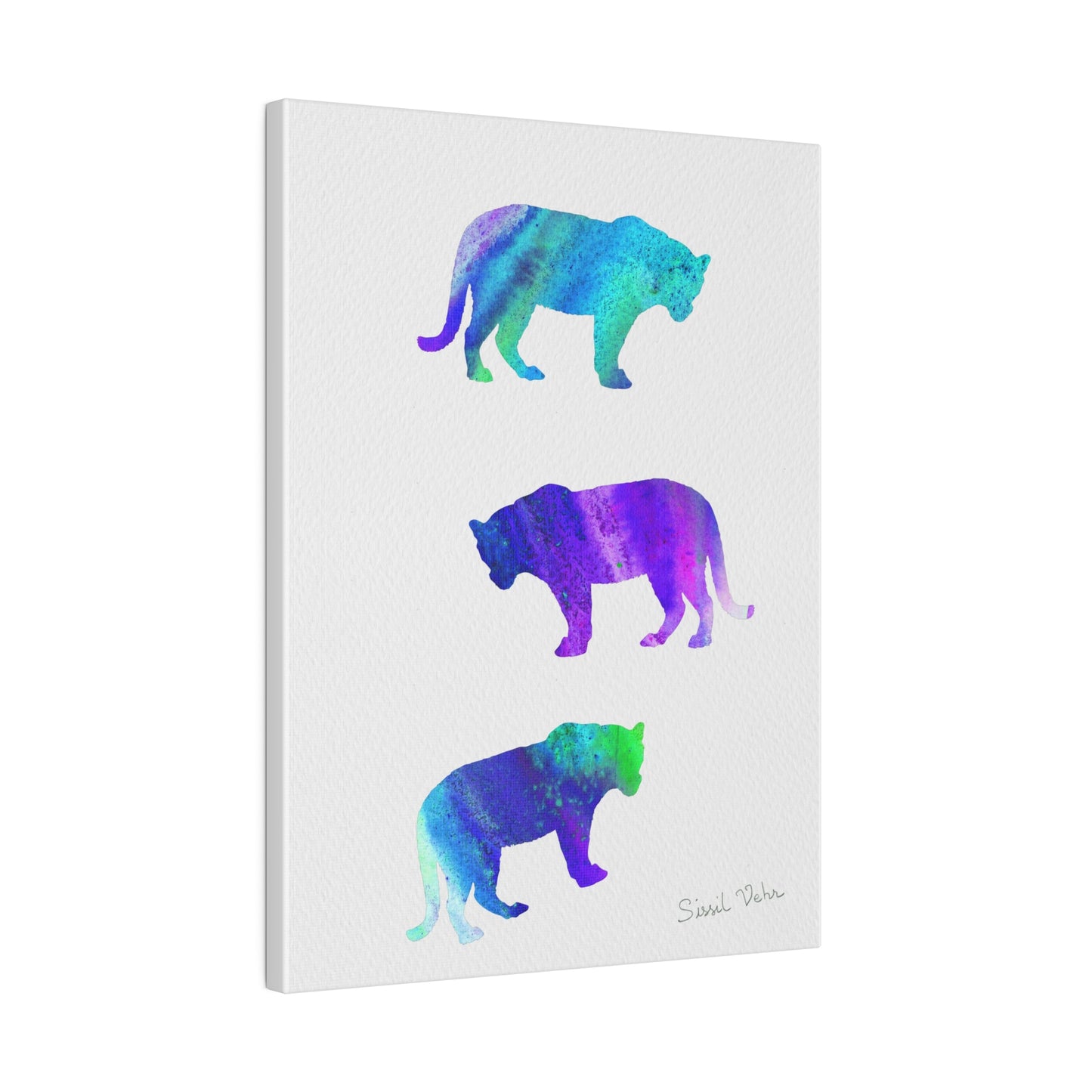 Art print: Watercolor Tigers Cyan palette