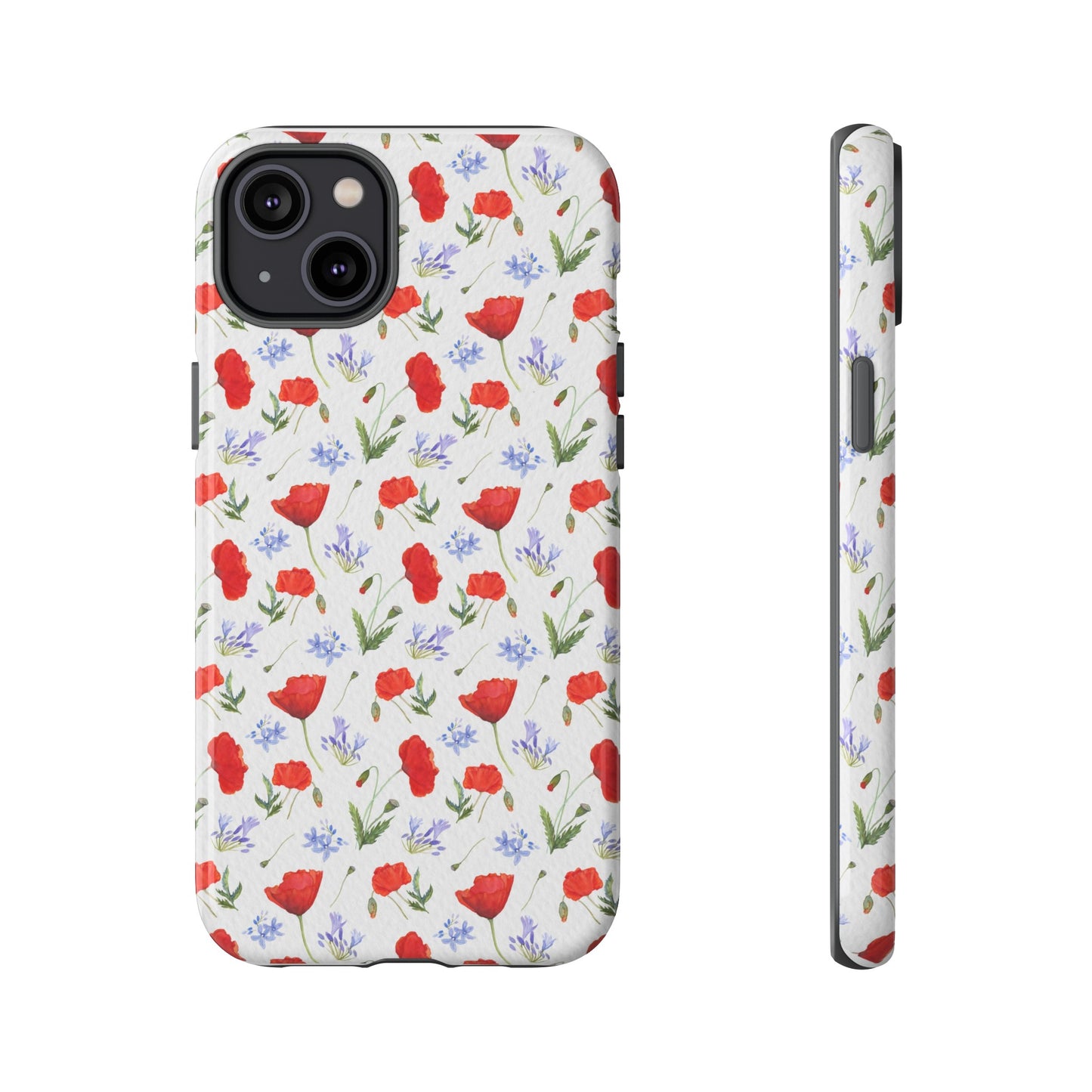 Robust and shock-resistant phone case: Watercolor Poppies and Agapanthus Flowers