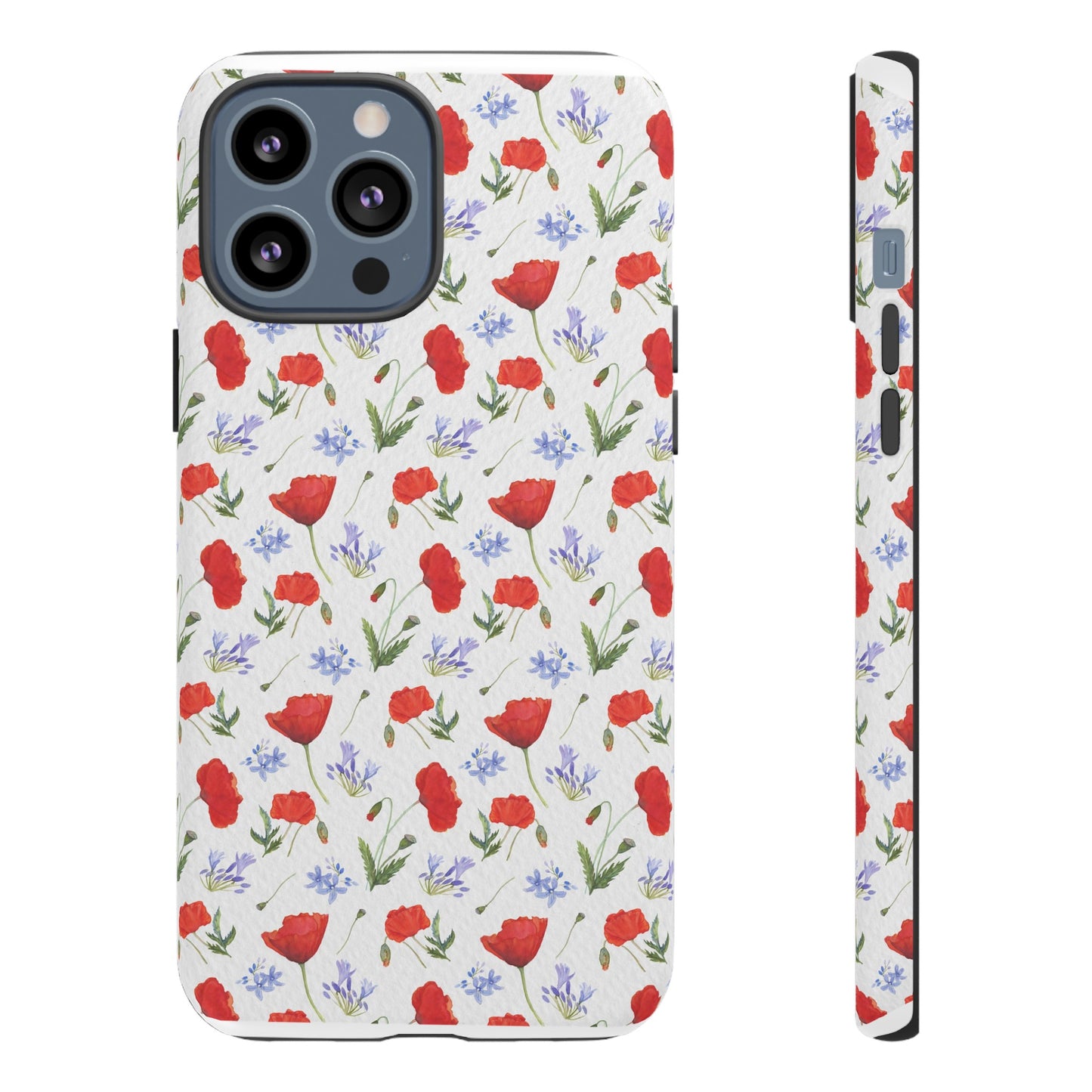 Robust and shock-resistant phone case: Watercolor Poppies and Agapanthus Flowers