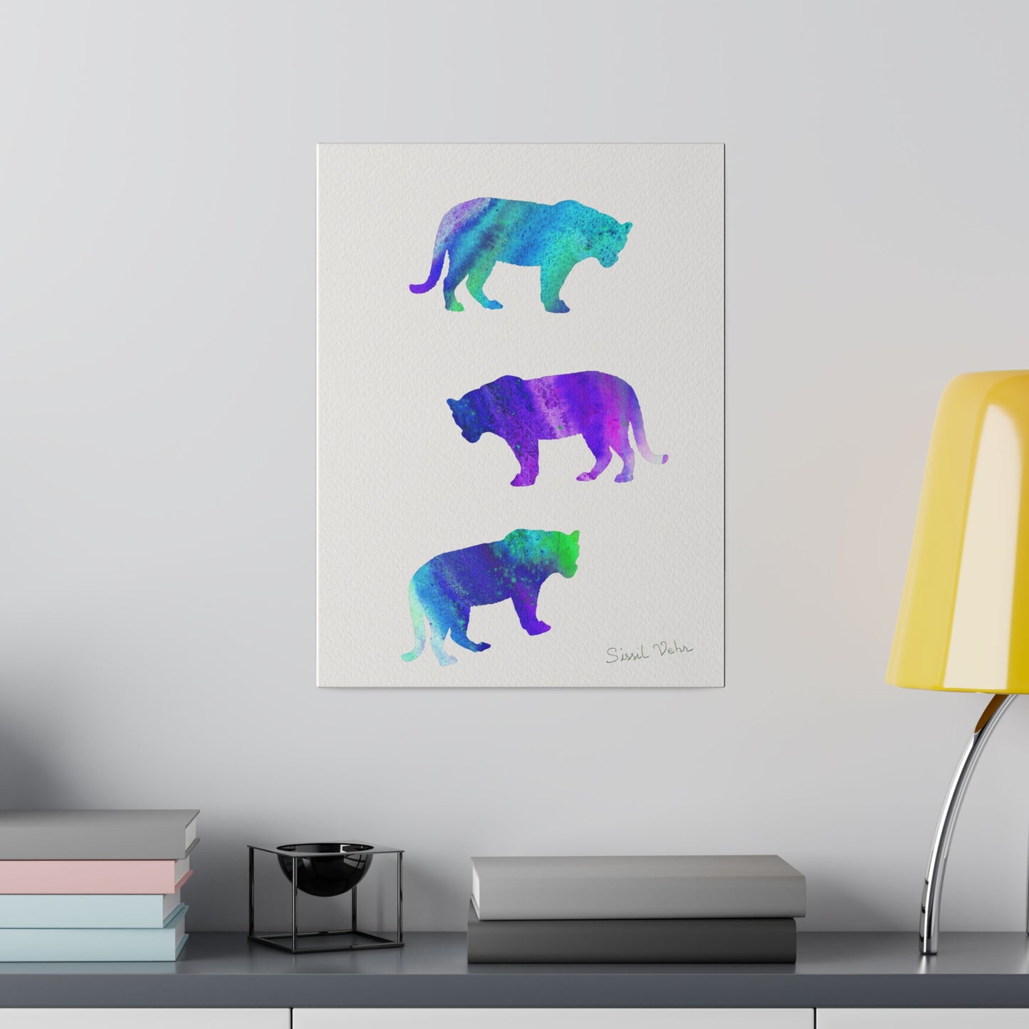 Art print: Watercolor Tigers Cyan palette