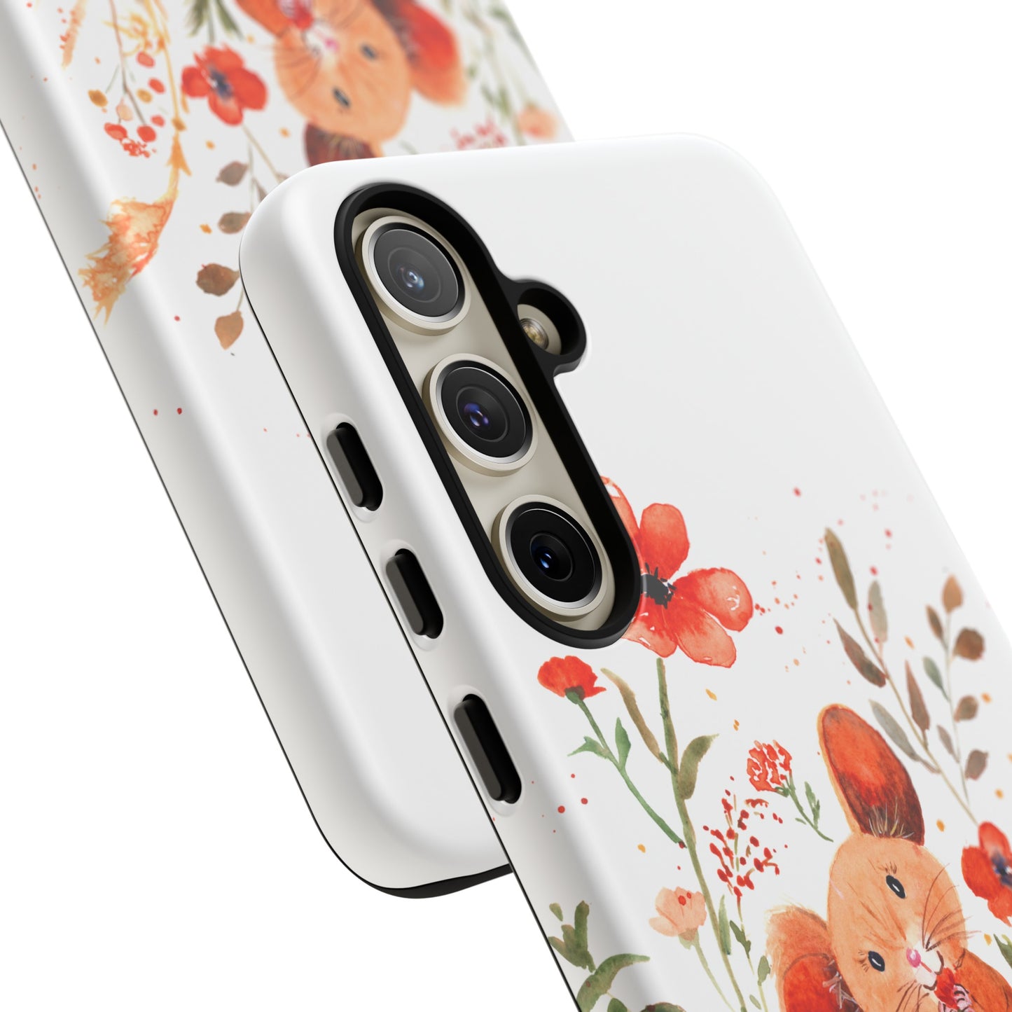 Coque téléphone robuste et résistante aux chocs  : Petite souris au milieu de fleurs