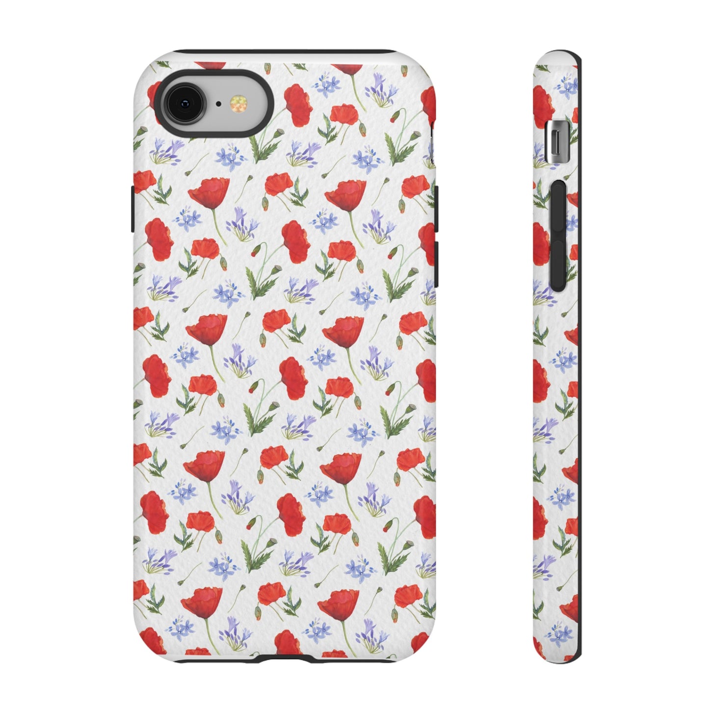 Robust and shock-resistant phone case: Watercolor Poppies and Agapanthus Flowers