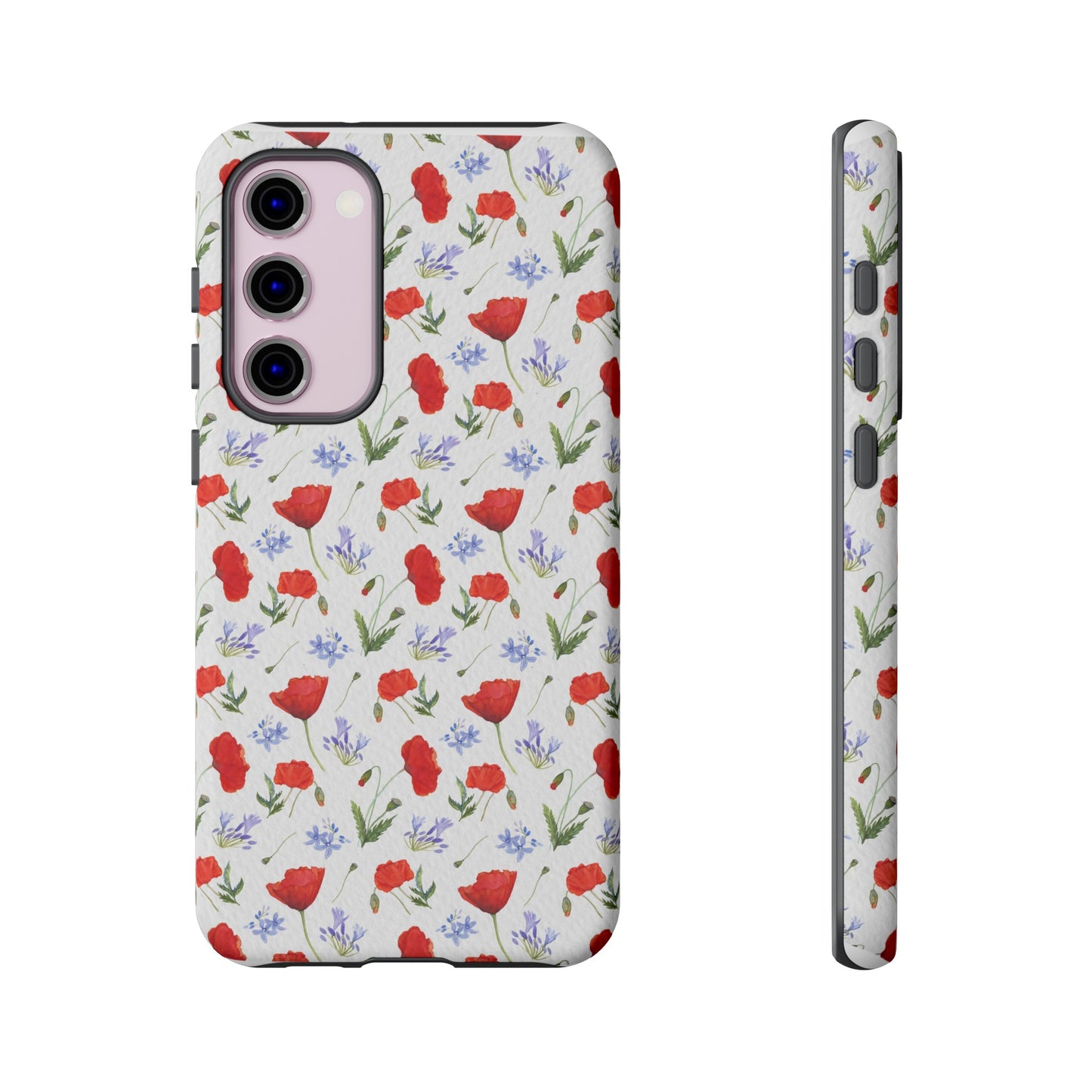 Robust and shock-resistant phone case: Watercolor Poppies and Agapanthus Flowers