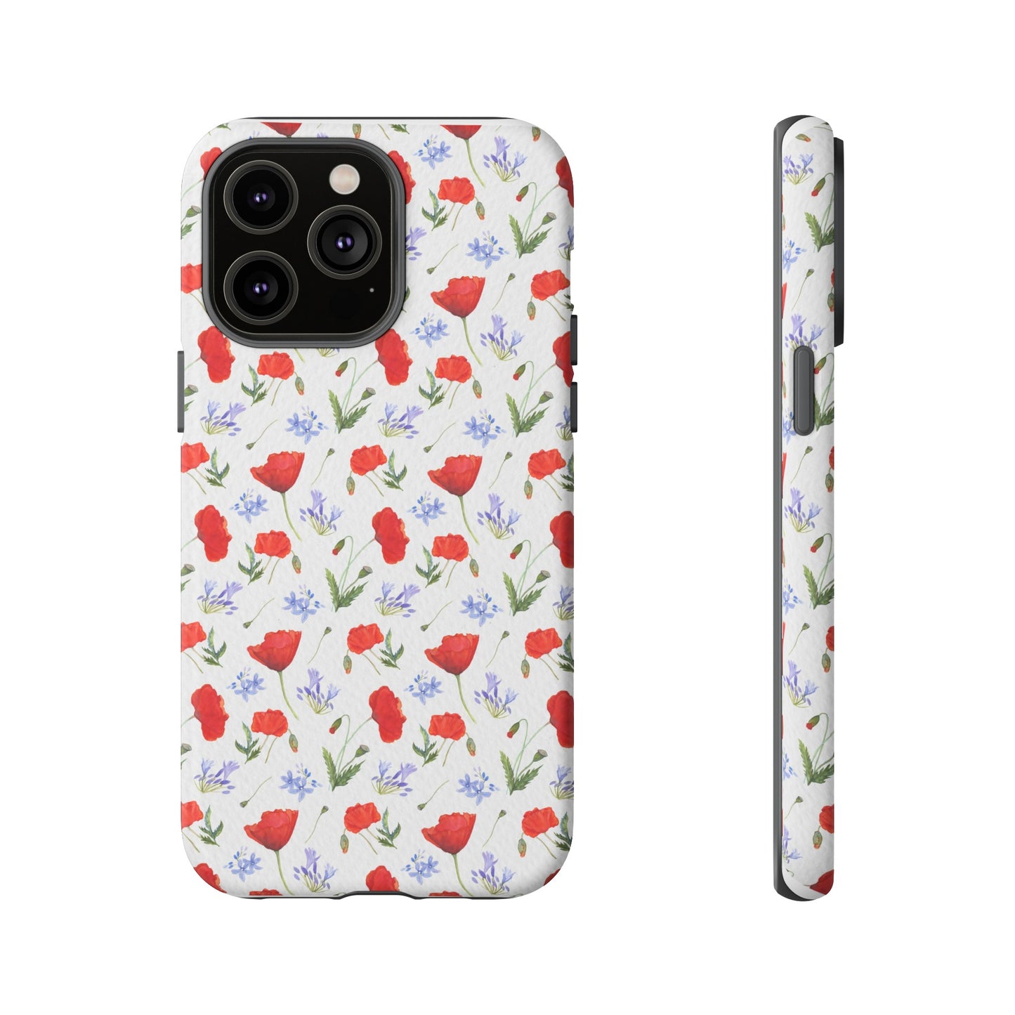 Robust and shock-resistant phone case: Watercolor Poppies and Agapanthus Flowers