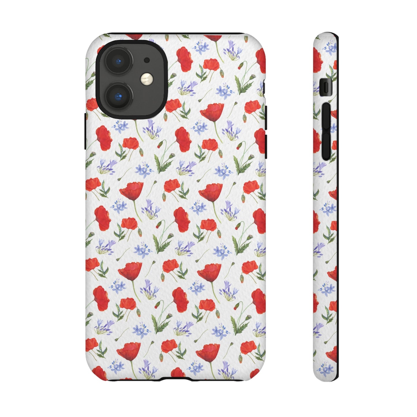 Robust and shock-resistant phone case: Watercolor Poppies and Agapanthus Flowers