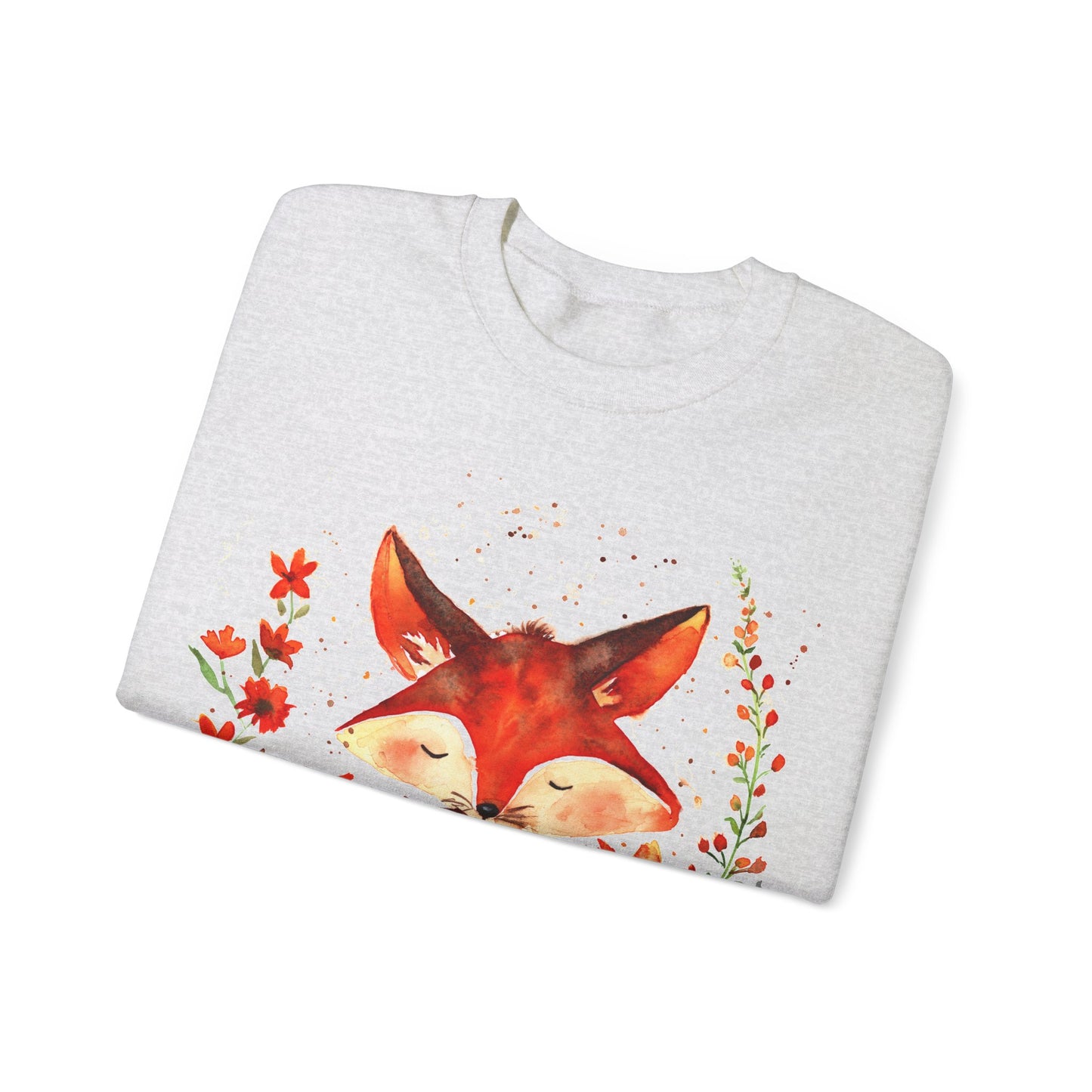 Pretty hand-painted fox and flowers Customizable sweatshirt: Unisex comfort clothing