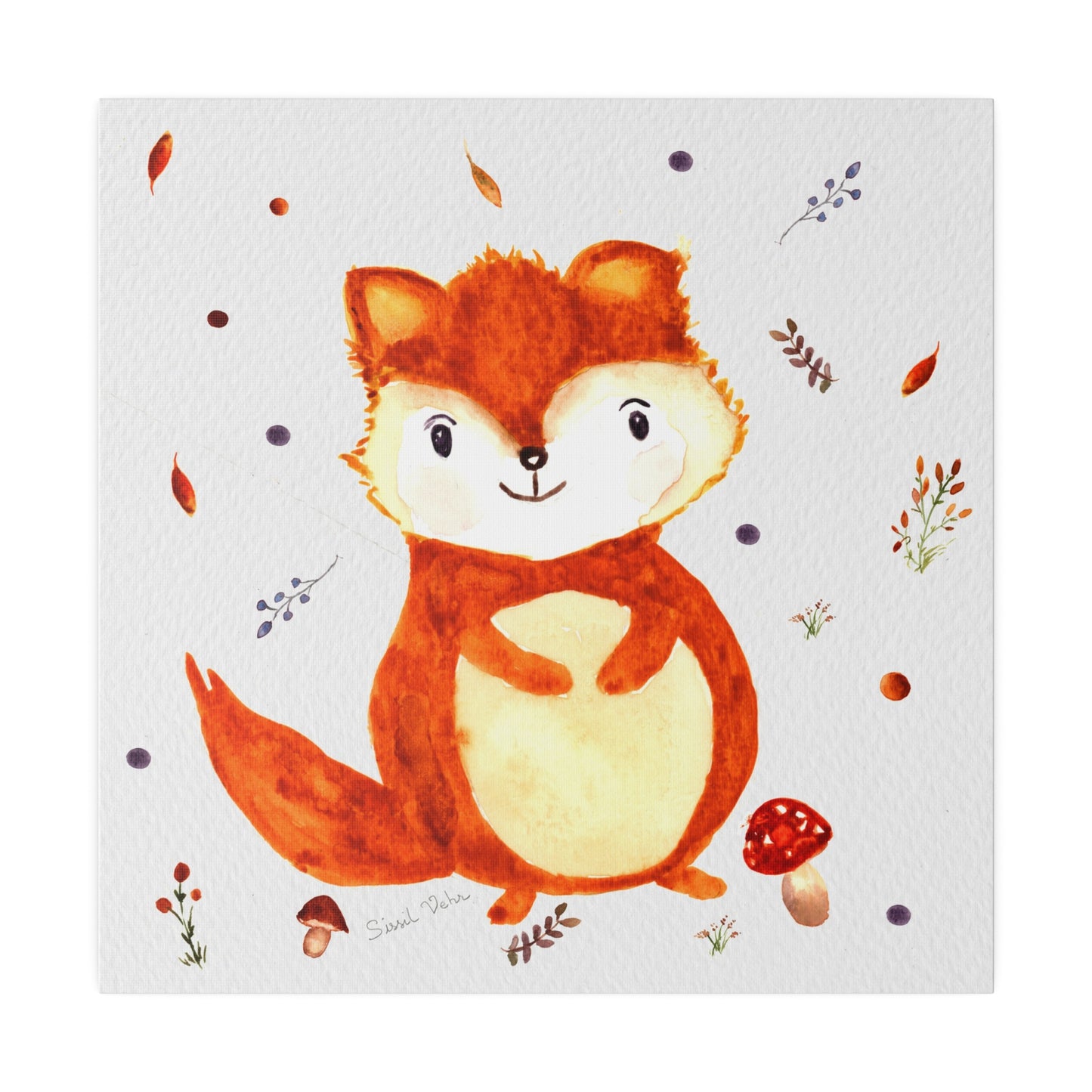 Watercolor art print: Happy Little Squirrel