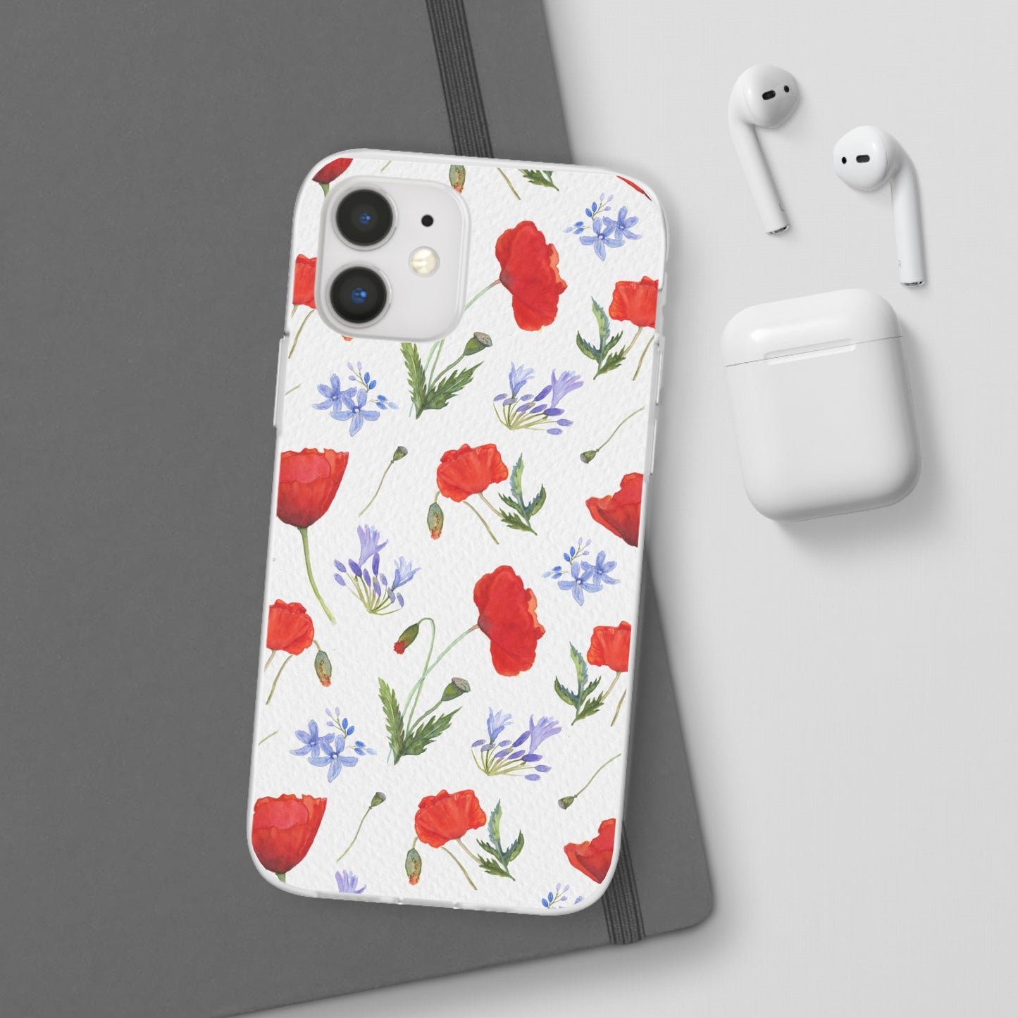 Coque téléphone robuste et résistante aux chocs  : Aquarelle Coquelicots et agapanthes