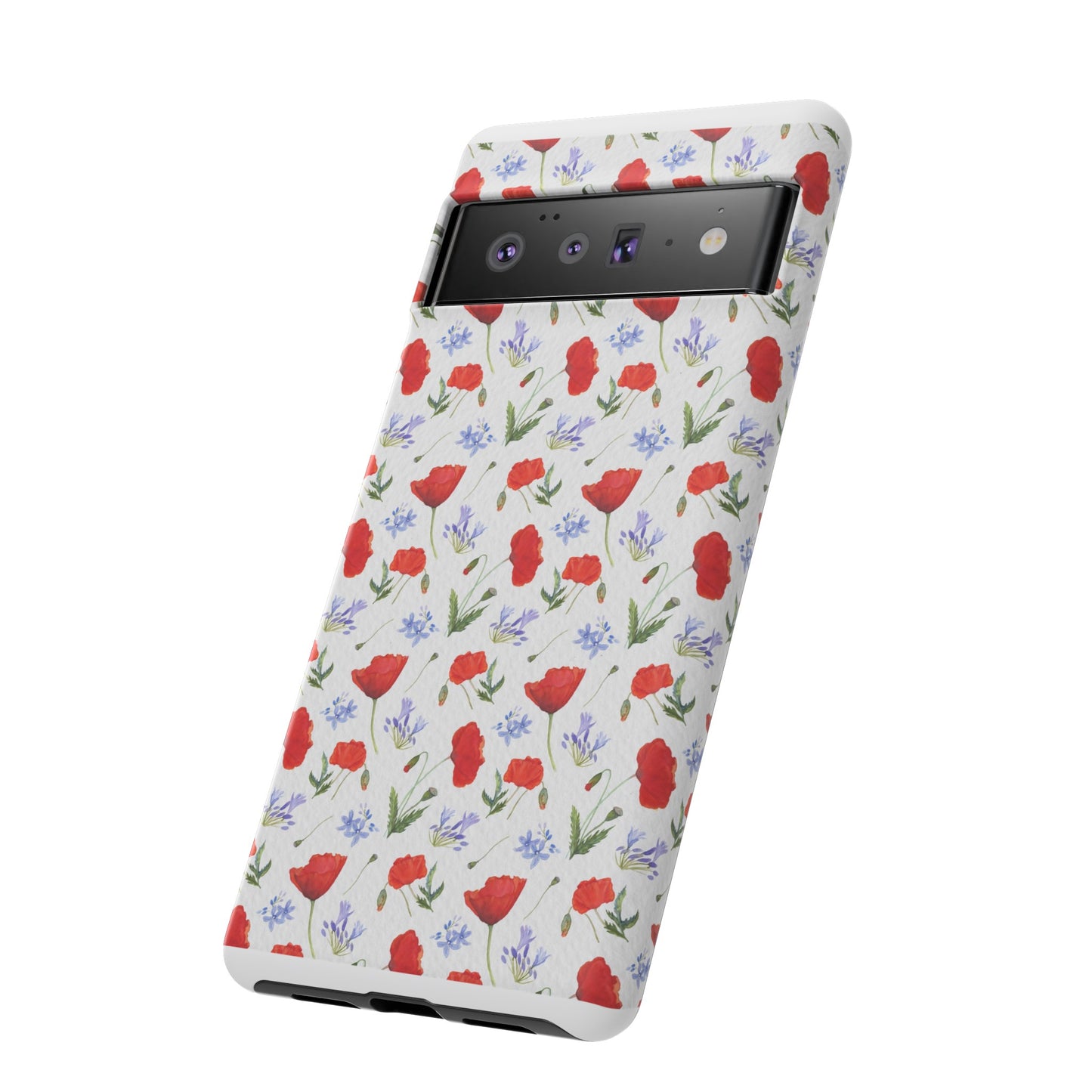 Robust and shock-resistant phone case: Watercolor Poppies and Agapanthus Flowers