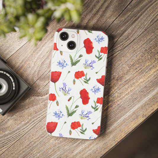 Robust and shock-resistant phone case: Watercolor Poppies and Agapanthus