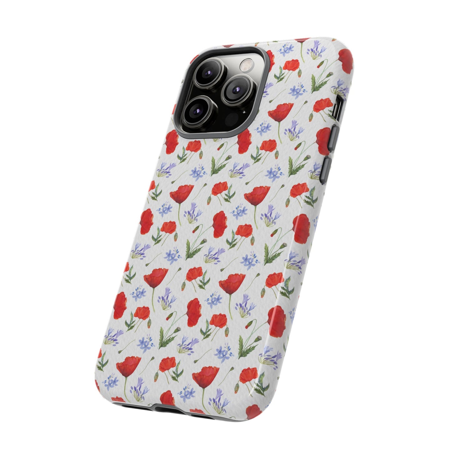 Robust and shock-resistant phone case: Watercolor Poppies and Agapanthus Flowers