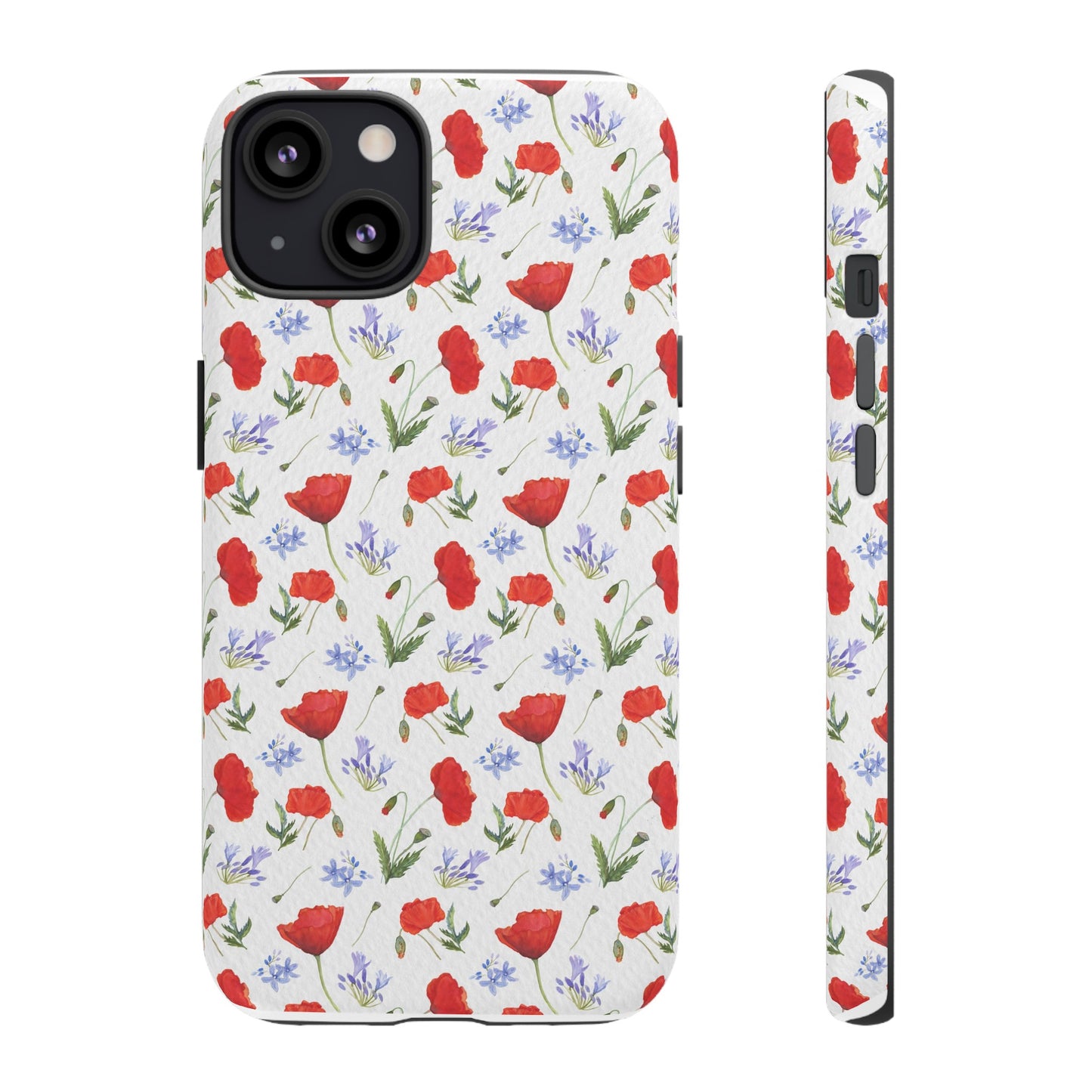 Robust and shock-resistant phone case: Watercolor Poppies and Agapanthus Flowers