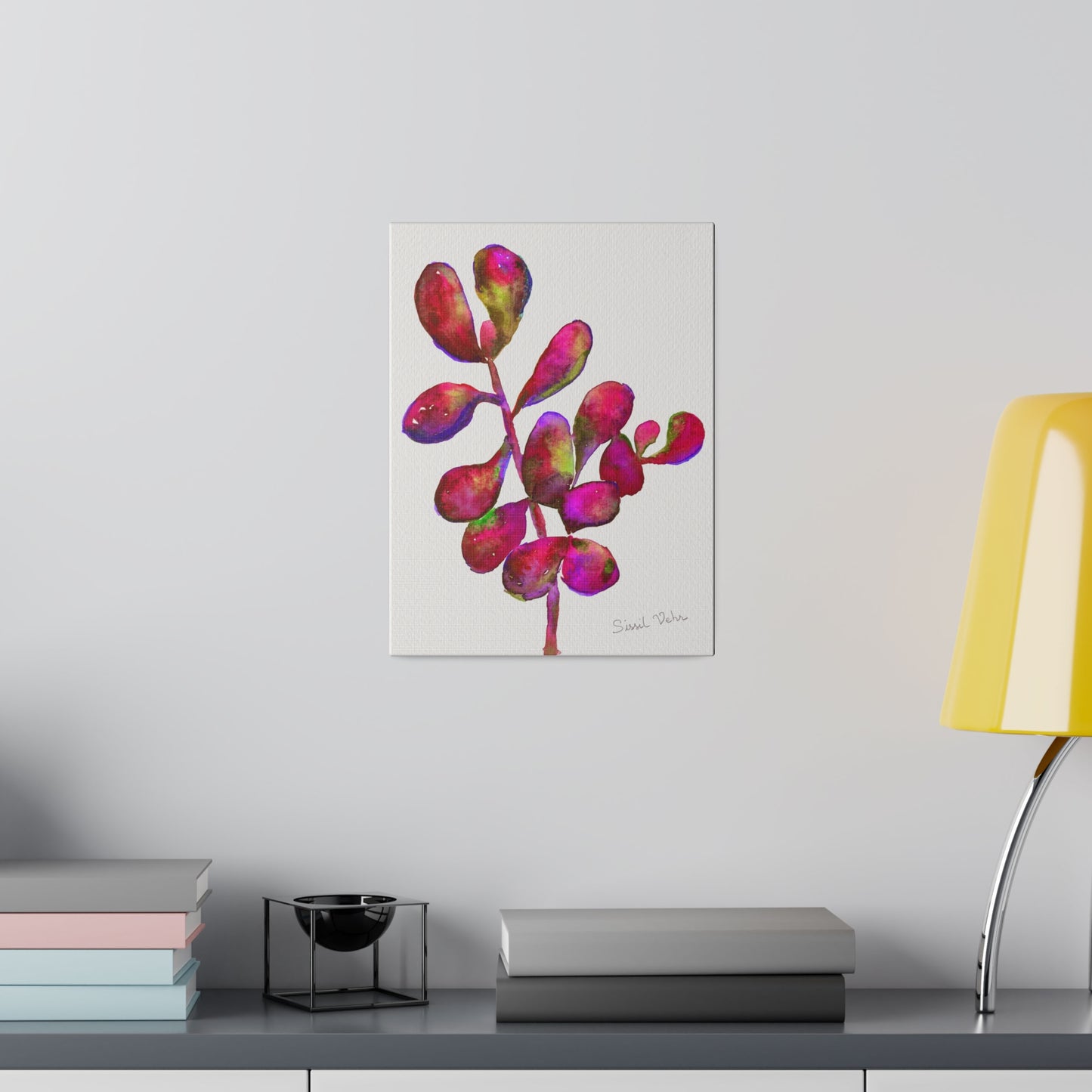 Art Print: Watercolor Red Succulent