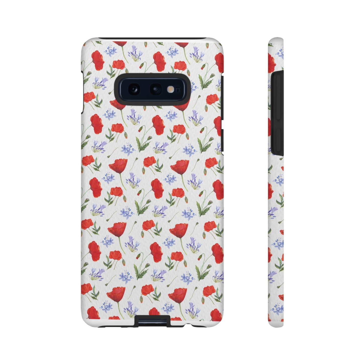 Robust and shock-resistant phone case: Watercolor Poppies and Agapanthus Flowers