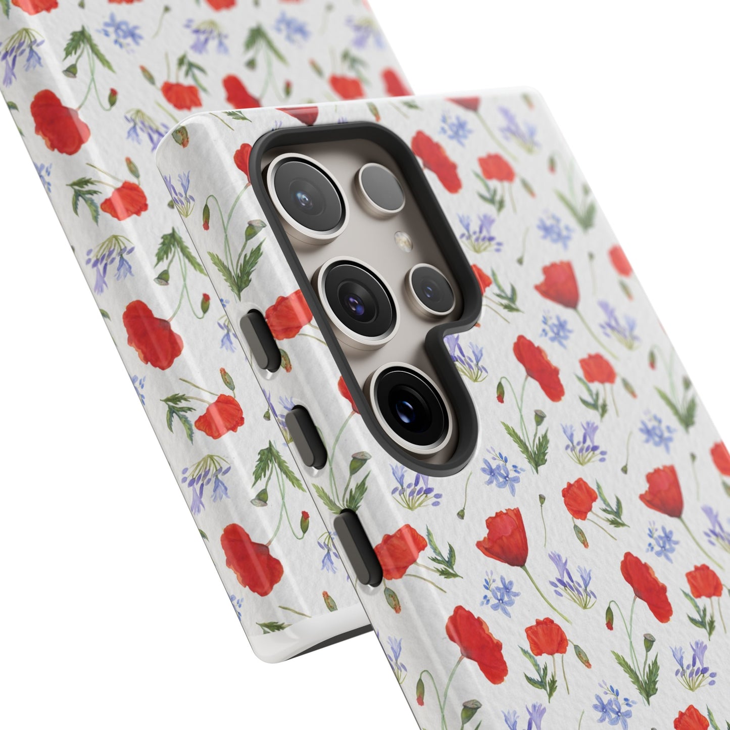 Robust and shock-resistant phone case: Watercolor Poppies and Agapanthus Flowers