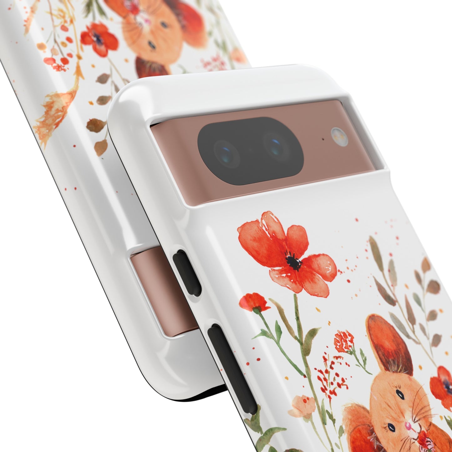 Coque téléphone robuste et résistante aux chocs  : Petite souris au milieu de fleurs