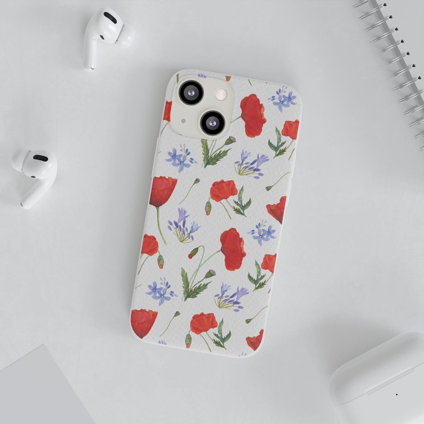 Coque téléphone robuste et résistante aux chocs  : Aquarelle Coquelicots et agapanthes