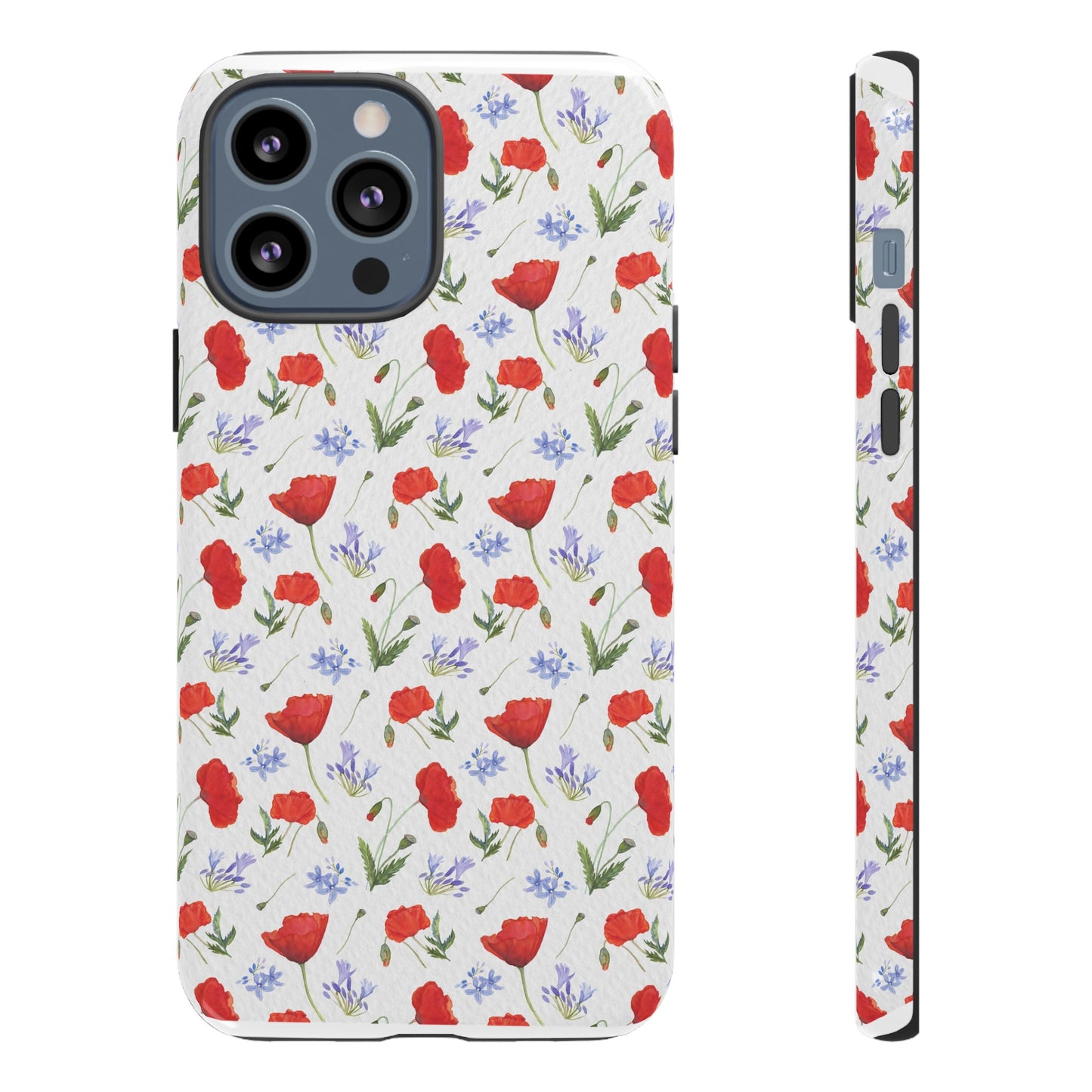 Robust and shock-resistant phone case: Watercolor Poppies and Agapanthus Flowers