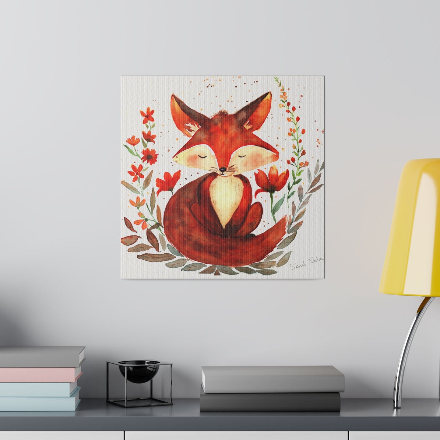 Watercolor art print: Adorable fox