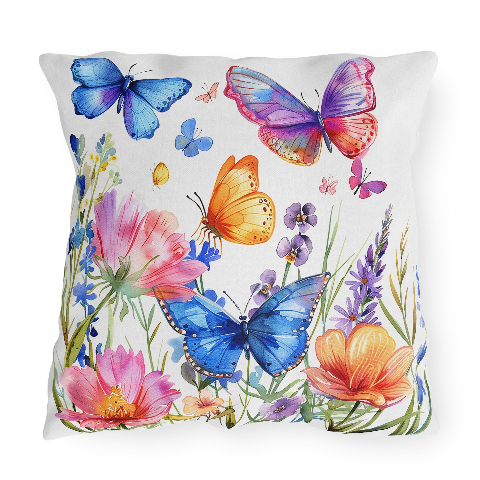 Coussin d'extérieur papillons et fleurs - Tissu résistant aux UV pour une décoration estivale éclatante