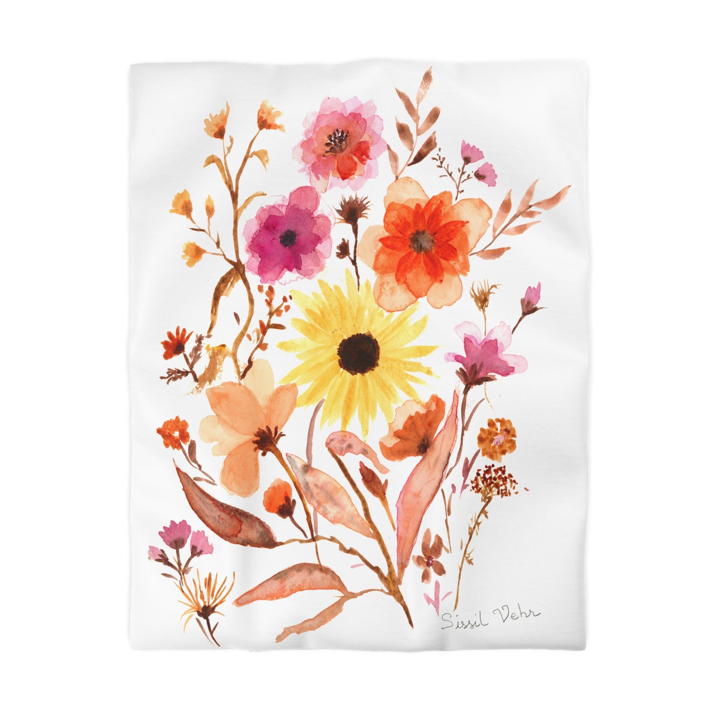 Housse de couette en microfibre : Aquarelle Bouquet floral