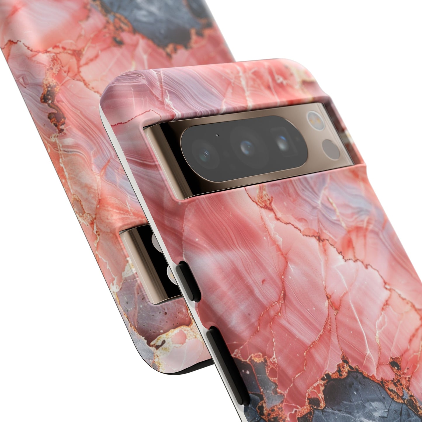 Coque téléphone robuste et résistante aux chocs  : Effet marbre Gris et rose