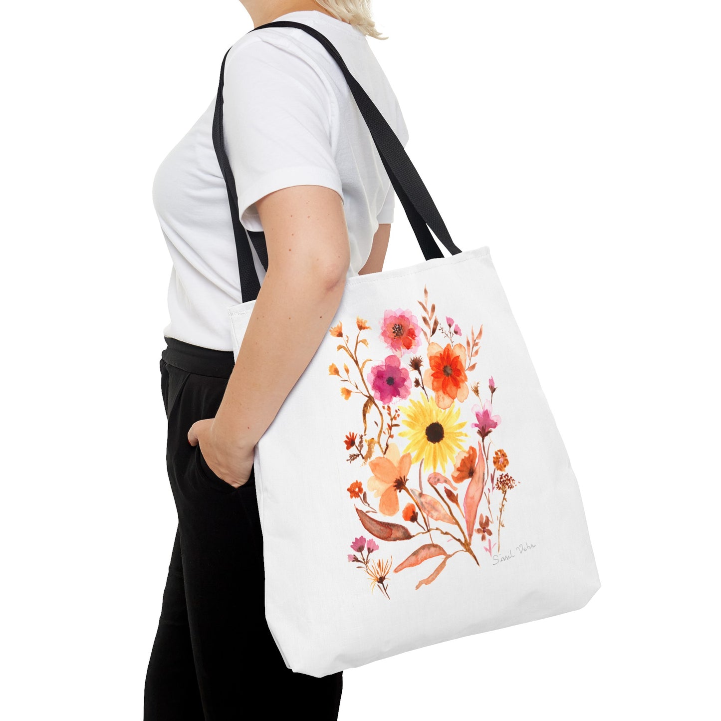 Tote Bag Bag: Watercolor Bouquet of flowers