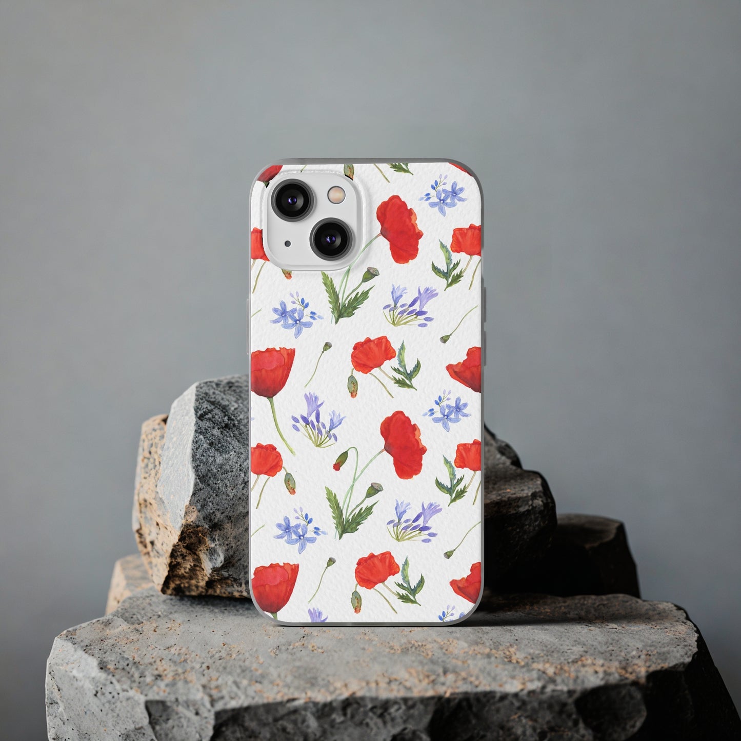 Coque téléphone robuste et résistante aux chocs  : Aquarelle Coquelicots et agapanthes