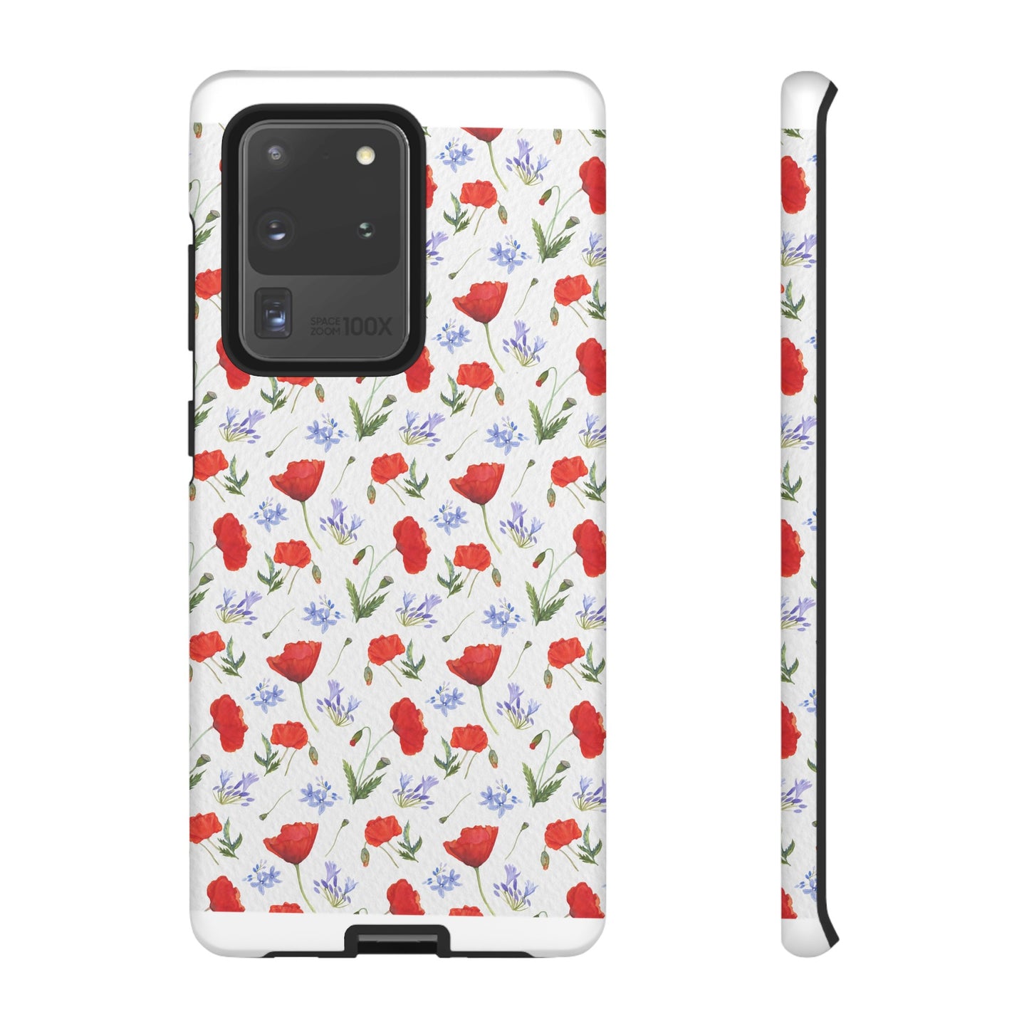 Robust and shock-resistant phone case: Watercolor Poppies and Agapanthus Flowers