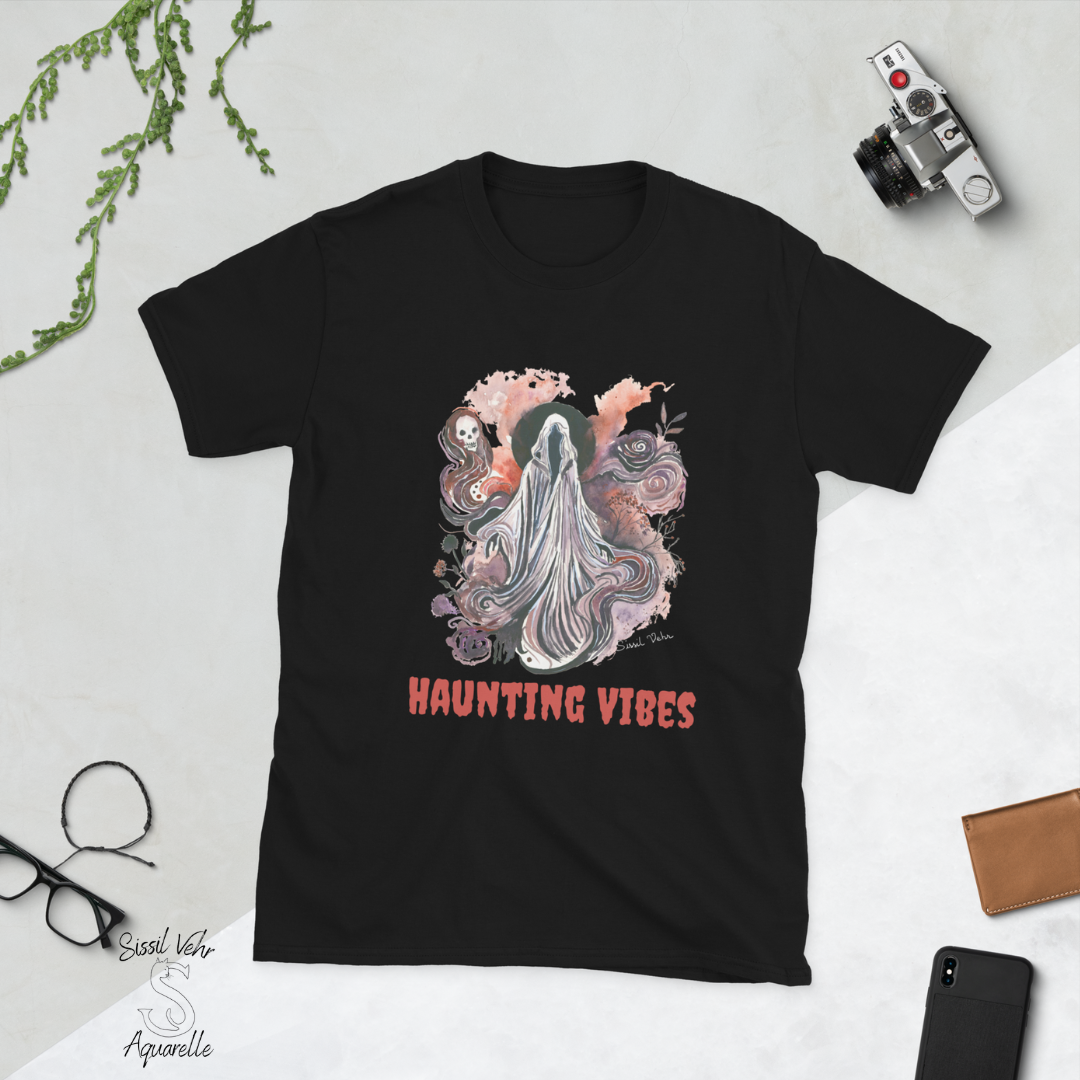 Tee-Shirt "Haunting Vibes" – Illustration de Spectre | Personnalisable | Parfait pour la Spooky Season et Halloween