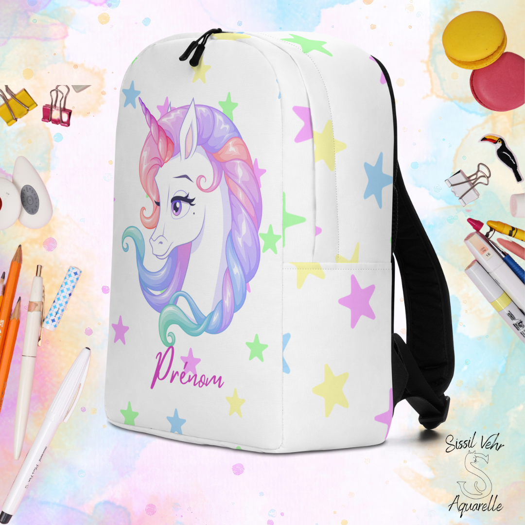 Sac à Dos Licorne pour  Enfant Personnalisé  - Idéal pour l'École et résistant à l'Eau