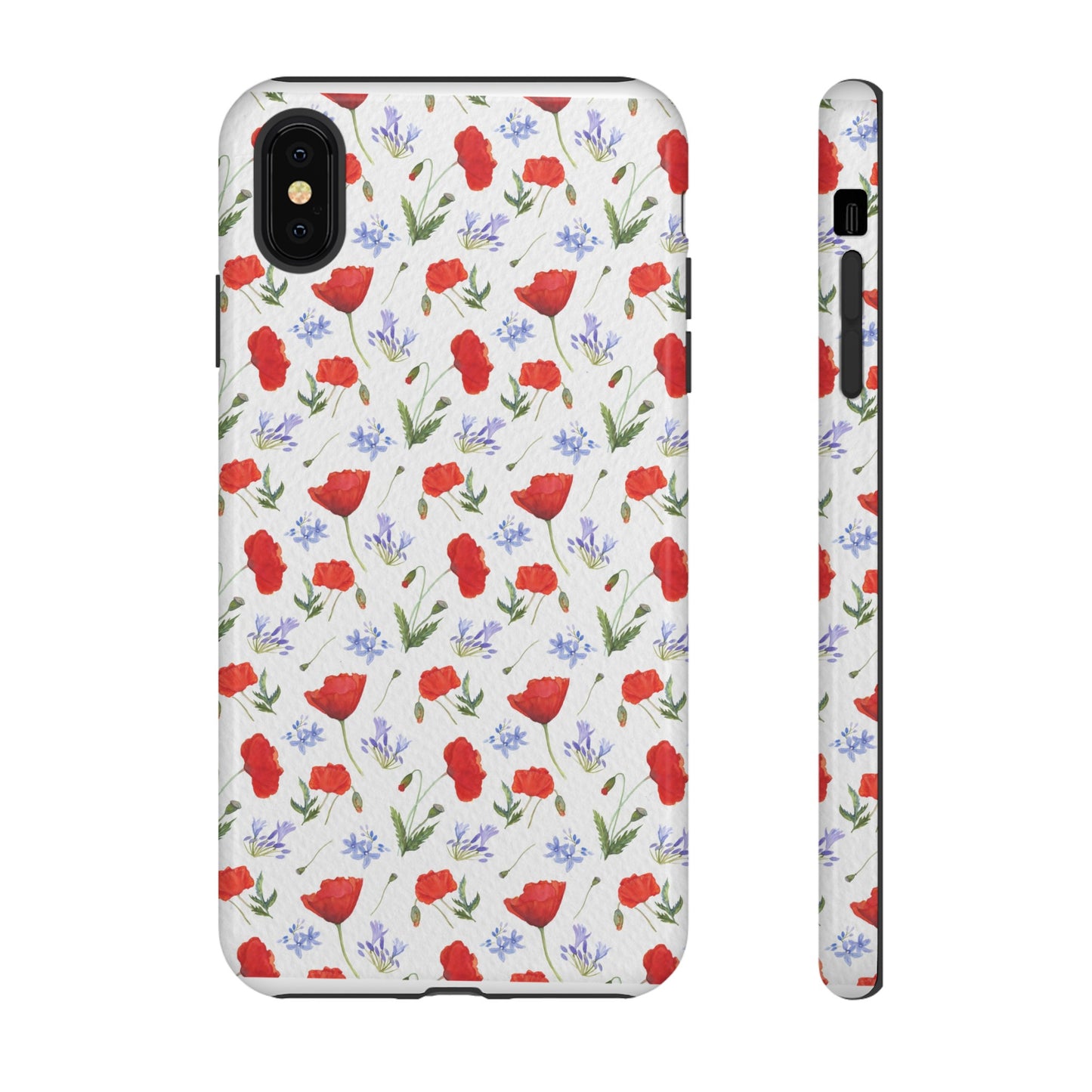 Robust and shock-resistant phone case: Watercolor Poppies and Agapanthus Flowers