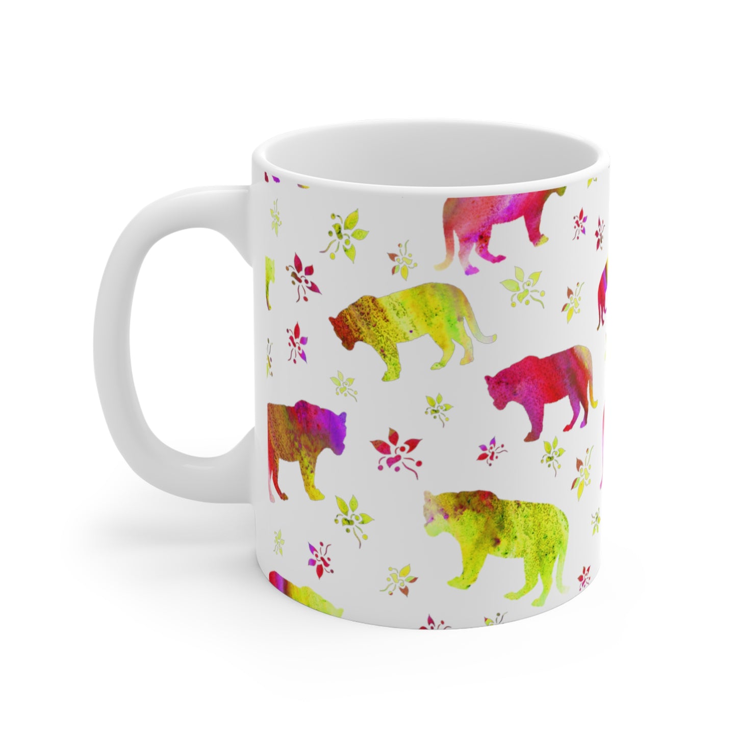 Mug Tigers Watercolor palette Pink yellow