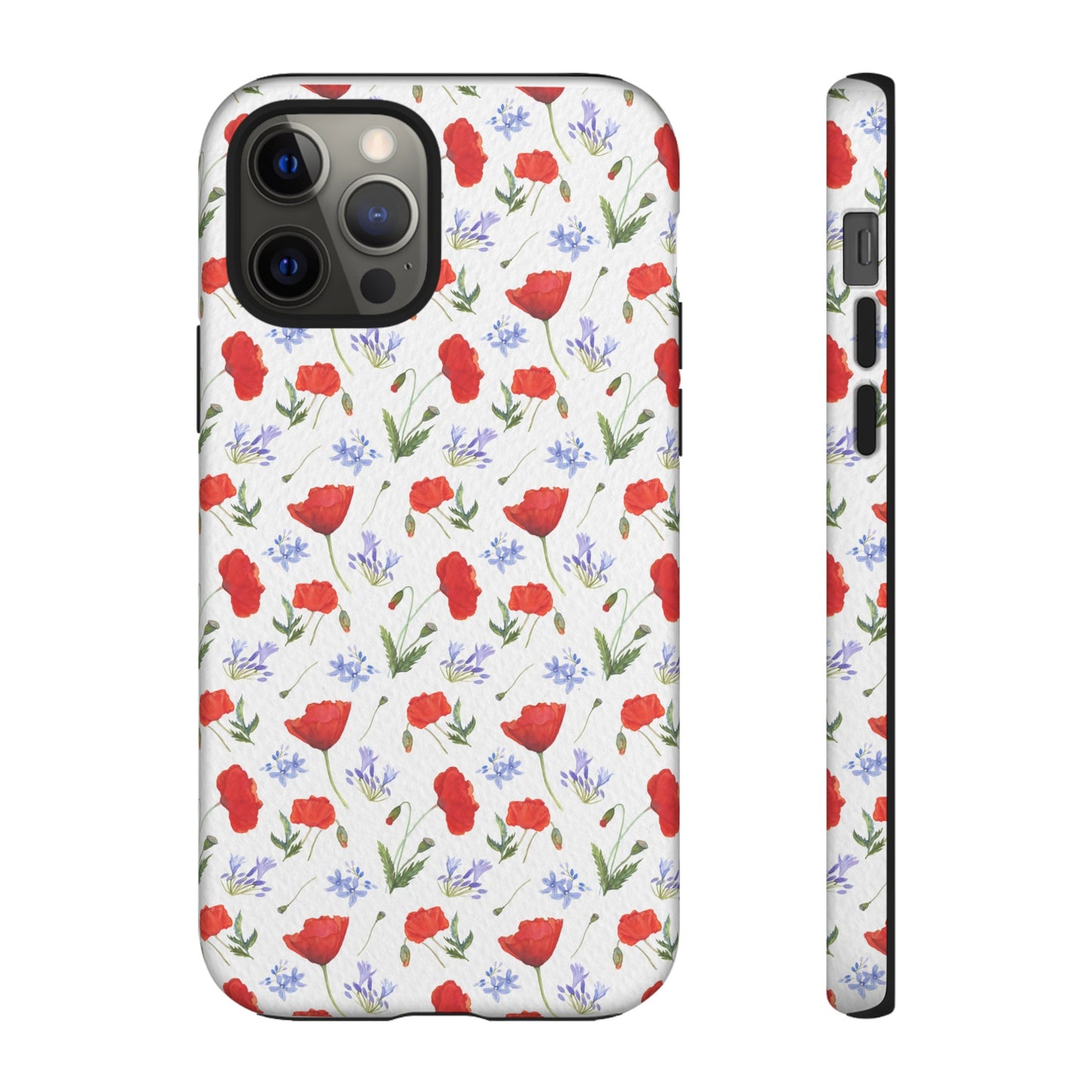 Robust and shock-resistant phone case: Watercolor Poppies and Agapanthus Flowers