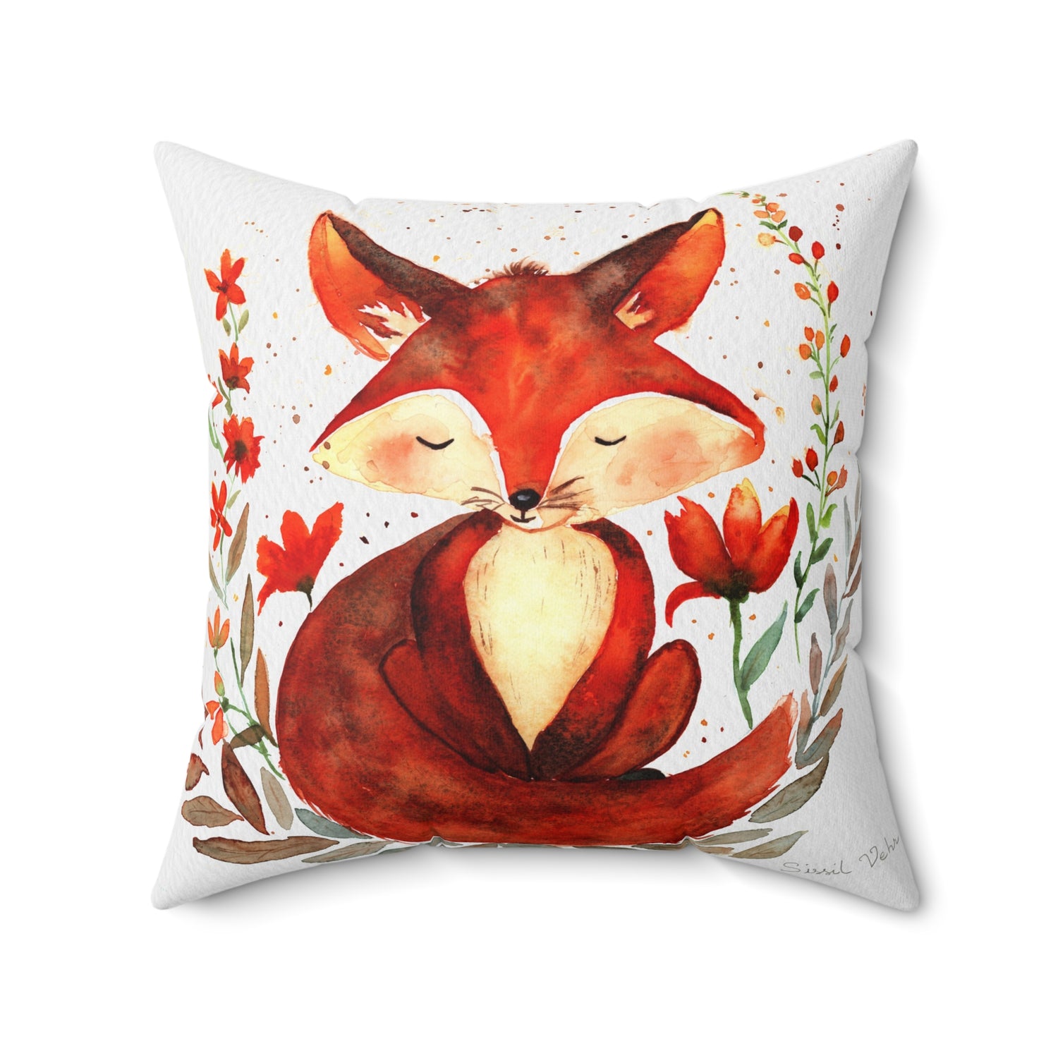 Oreiller/ Coussin Renard dans la Forêt Enchantée