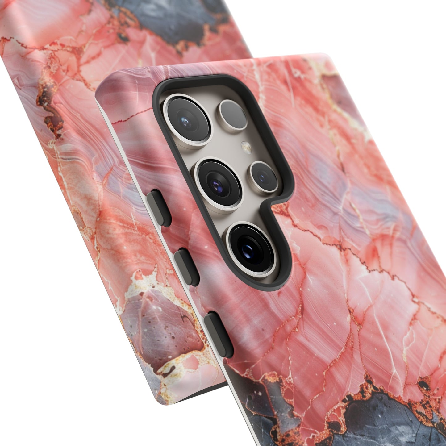 Coque téléphone robuste et résistante aux chocs  : Effet marbre Gris et rose