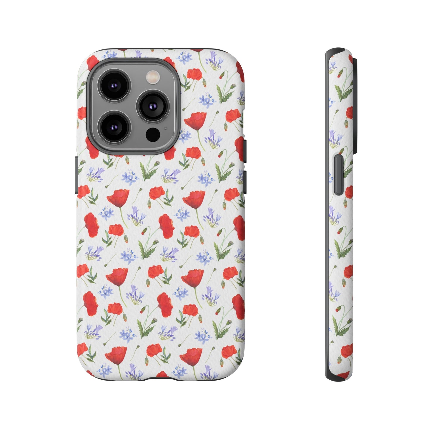 Robust and shock-resistant phone case: Watercolor Poppies and Agapanthus Flowers