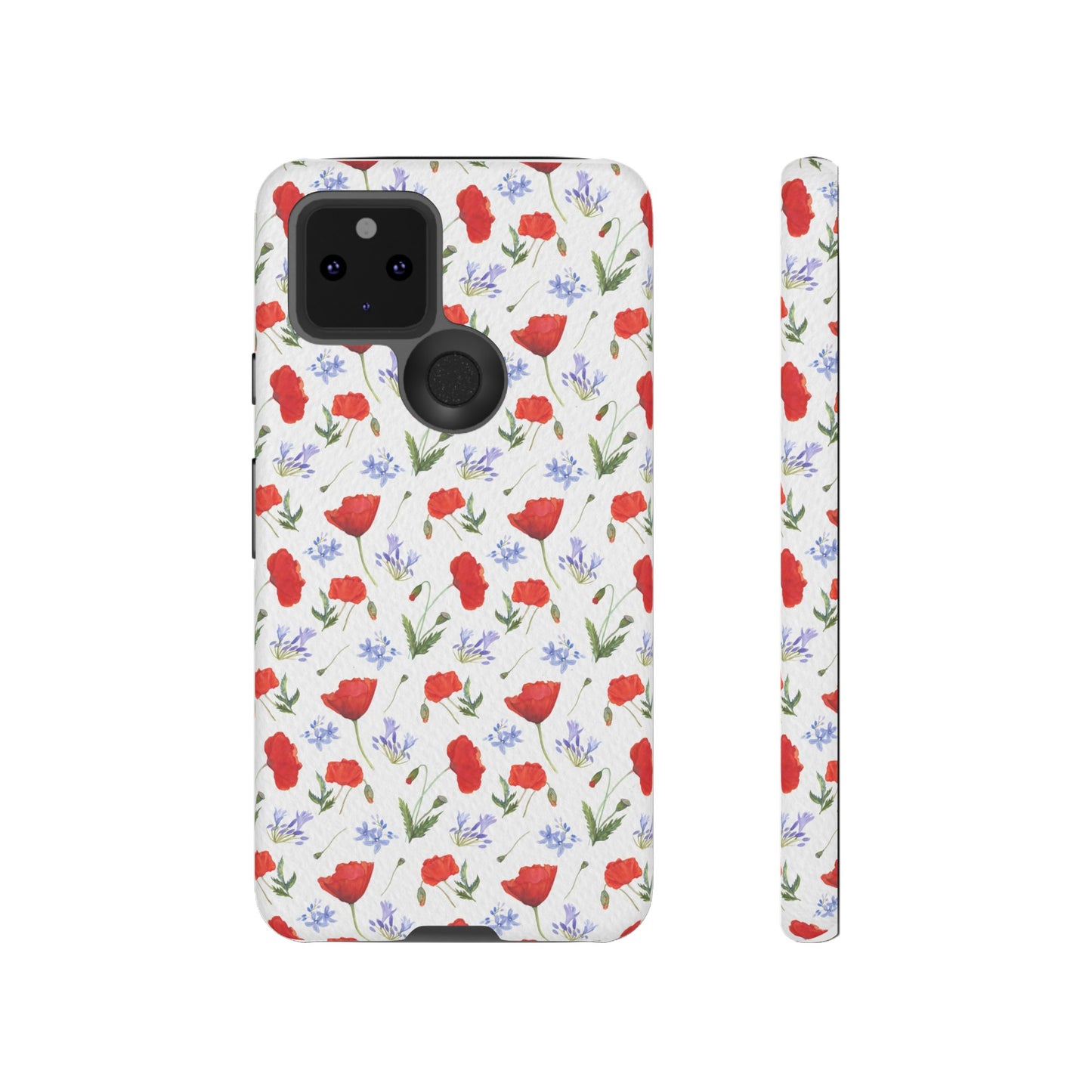 Robust and shock-resistant phone case: Watercolor Poppies and Agapanthus Flowers