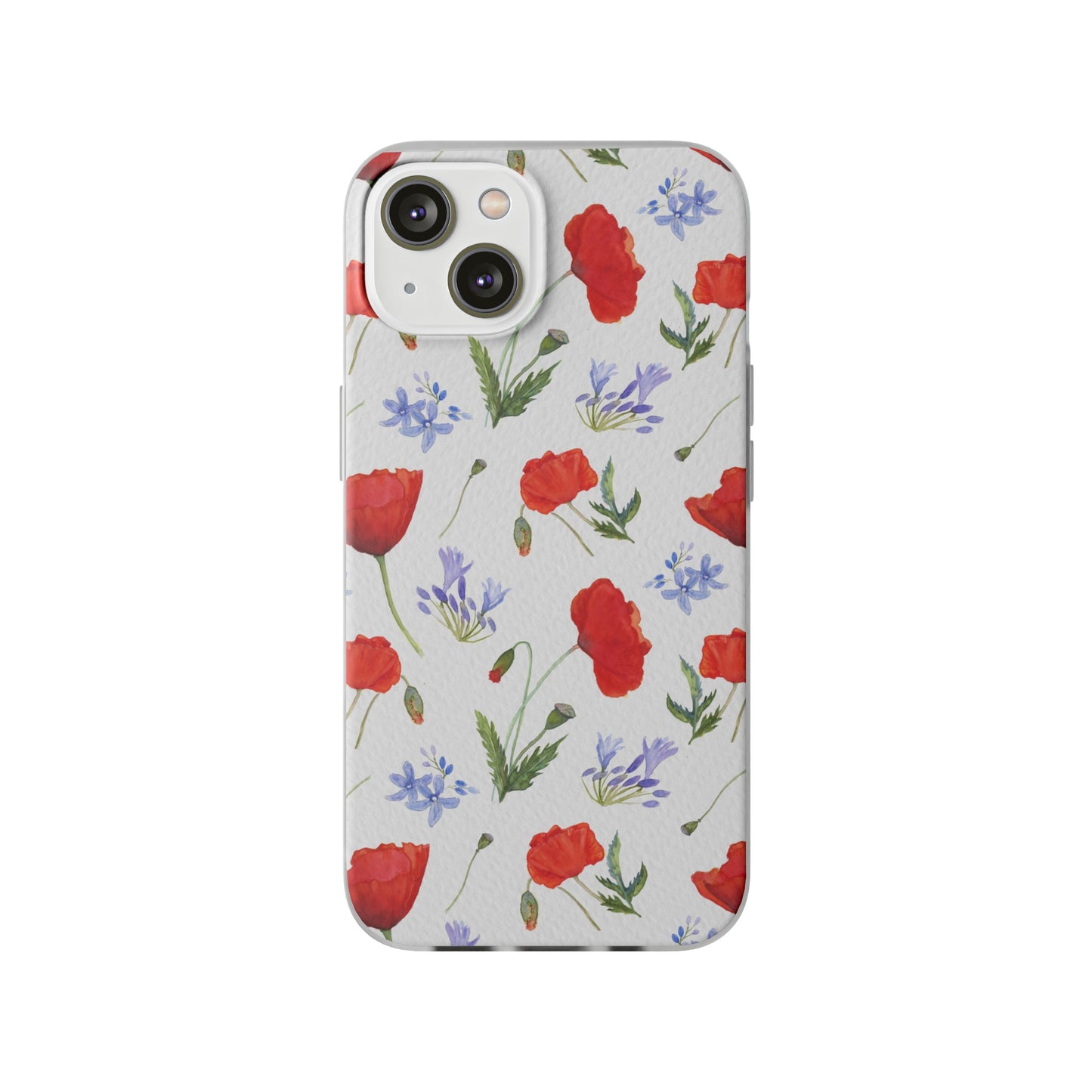 Coque téléphone robuste et résistante aux chocs  : Aquarelle Coquelicots et agapanthes