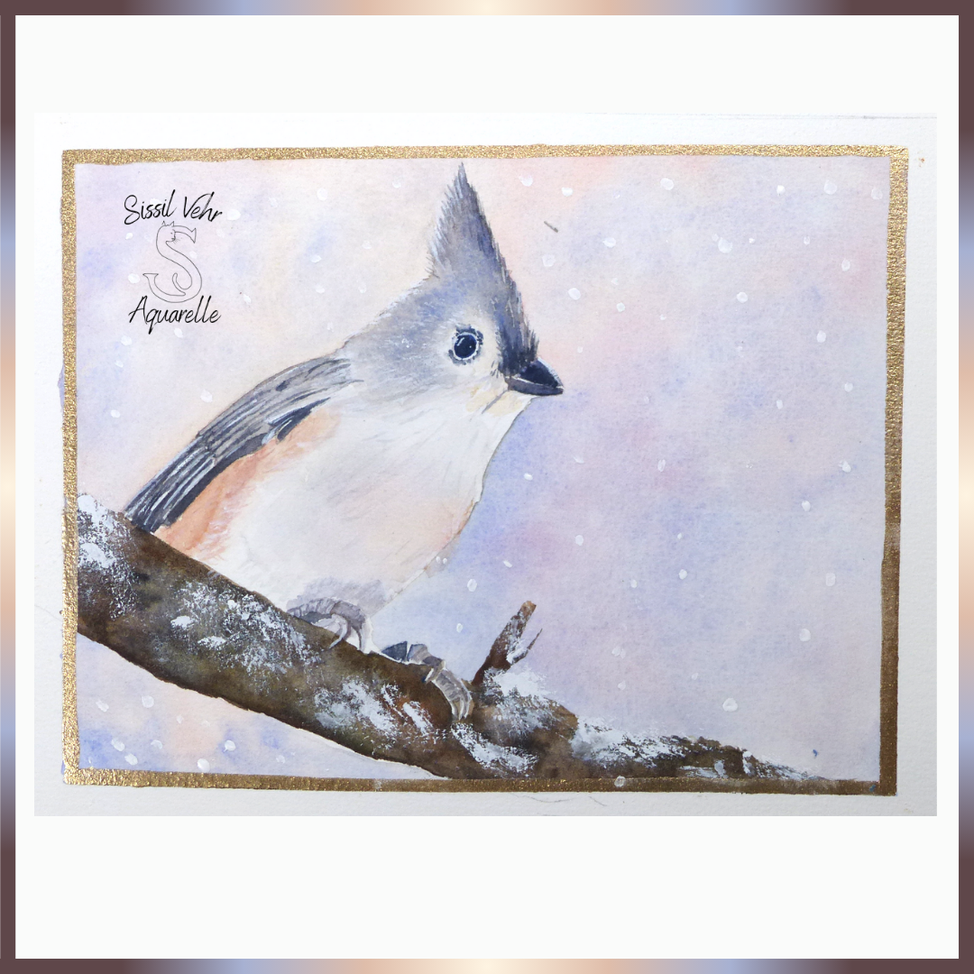 Comment peindre une mésange bicolore à l'aquarelle, tutoriel aquarelle d’un oiseau, apprenez à peindre en ligne