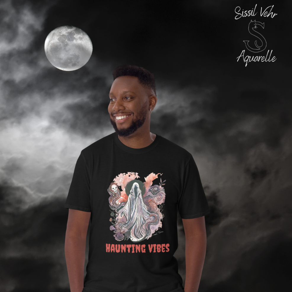 Tee-Shirt "Haunting Vibes" – Illustration de Spectre | Personnalisable | Parfait pour la Spooky Season et Halloween