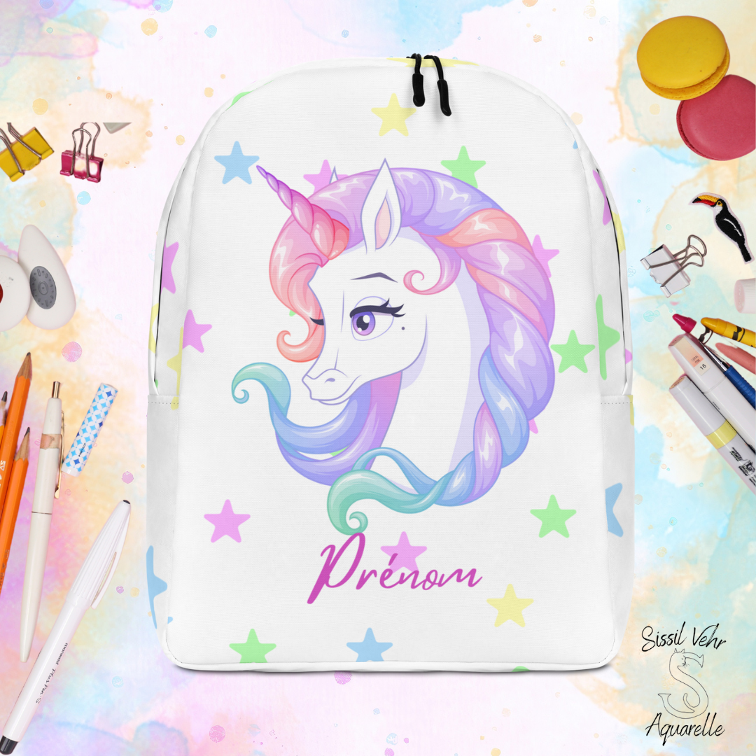 Sac à Dos Licorne pour  Enfant Personnalisé  - Idéal pour l'École et résistant à l'Eau