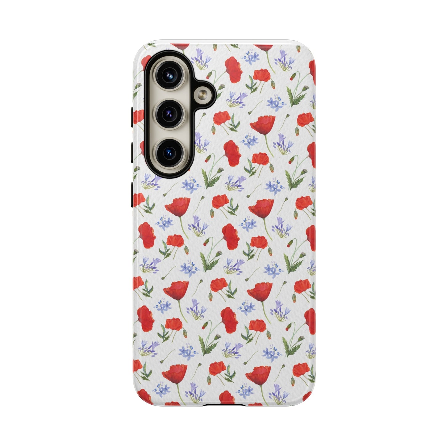 Robust and shock-resistant phone case: Watercolor Poppies and Agapanthus Flowers