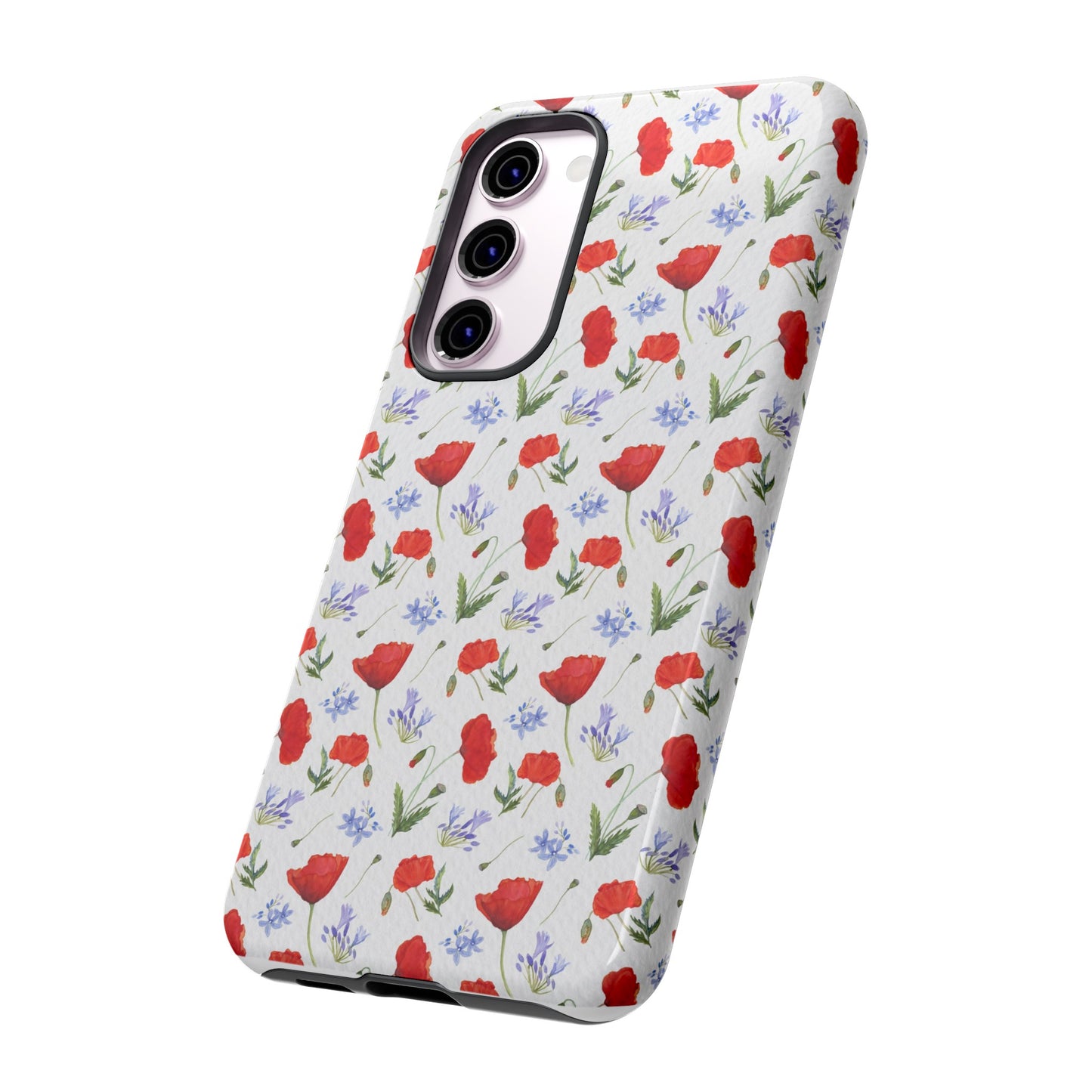 Robust and shock-resistant phone case: Watercolor Poppies and Agapanthus Flowers