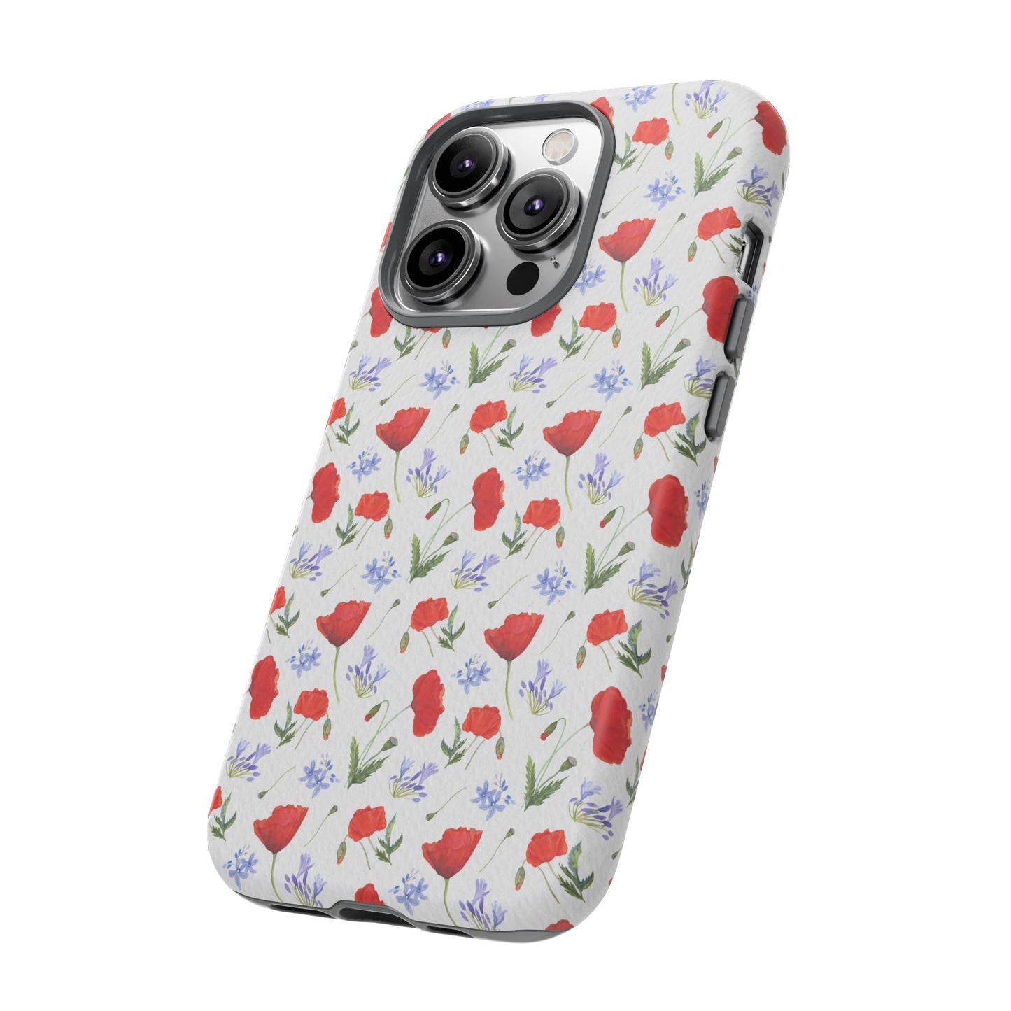 Robust and shock-resistant phone case: Watercolor Poppies and Agapanthus Flowers