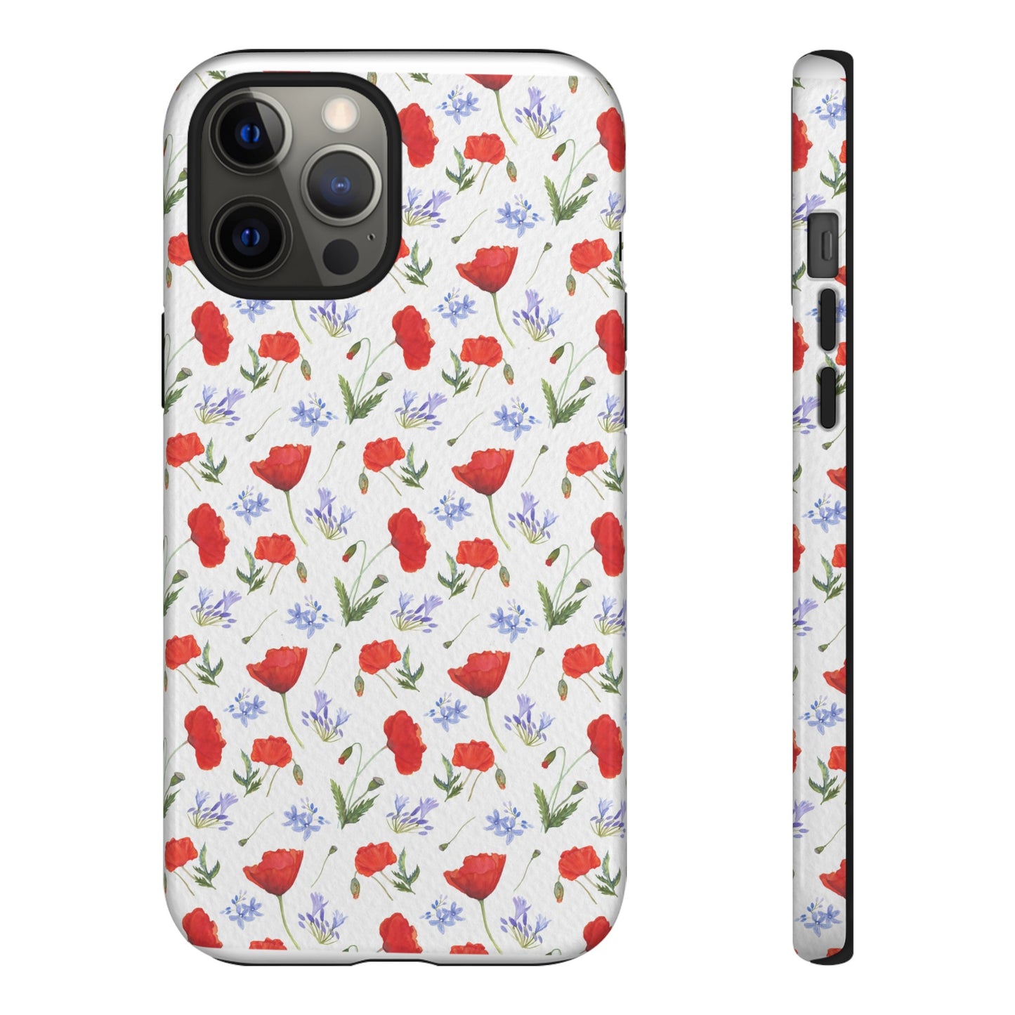 Robust and shock-resistant phone case: Watercolor Poppies and Agapanthus Flowers