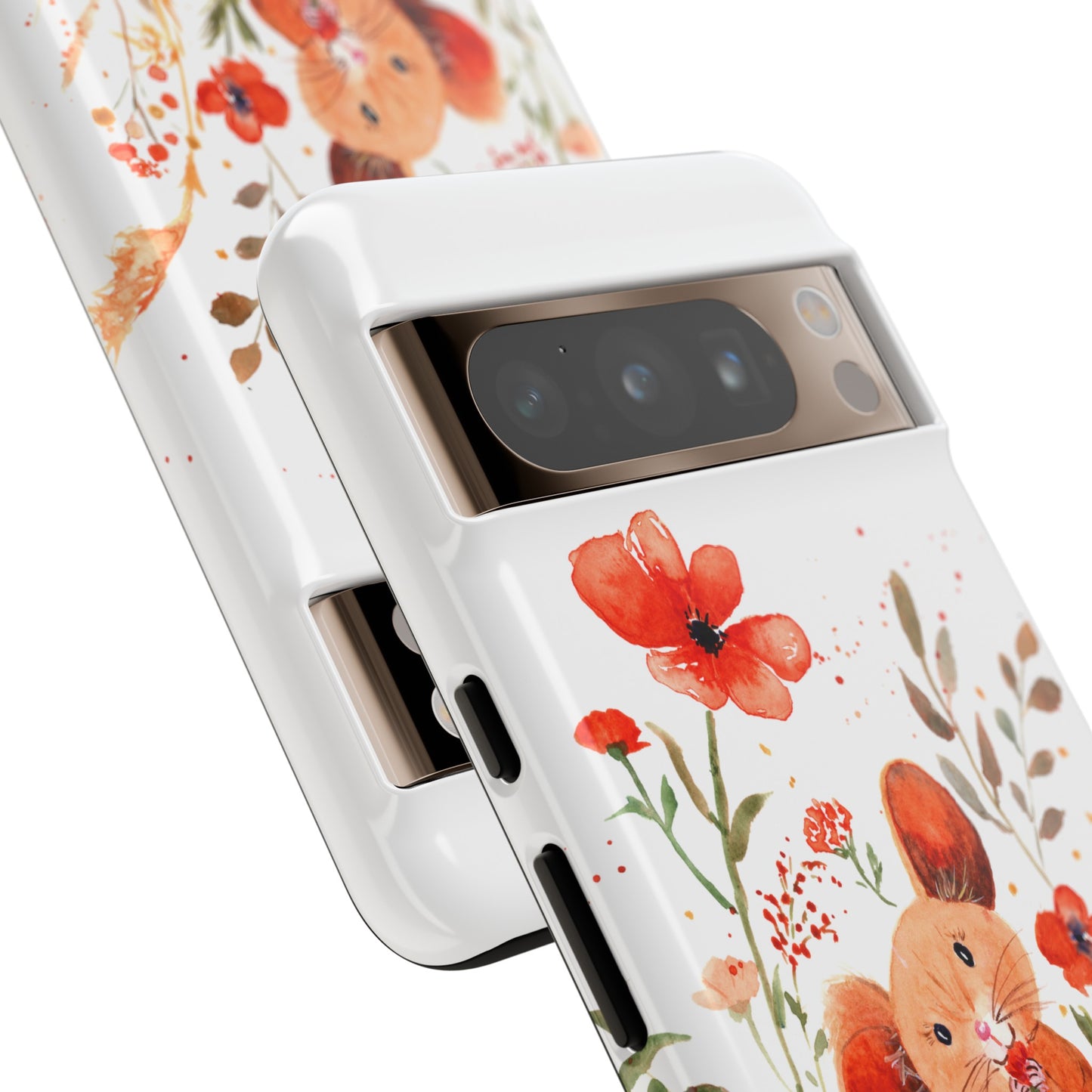 Coque téléphone robuste et résistante aux chocs  : Petite souris au milieu de fleurs