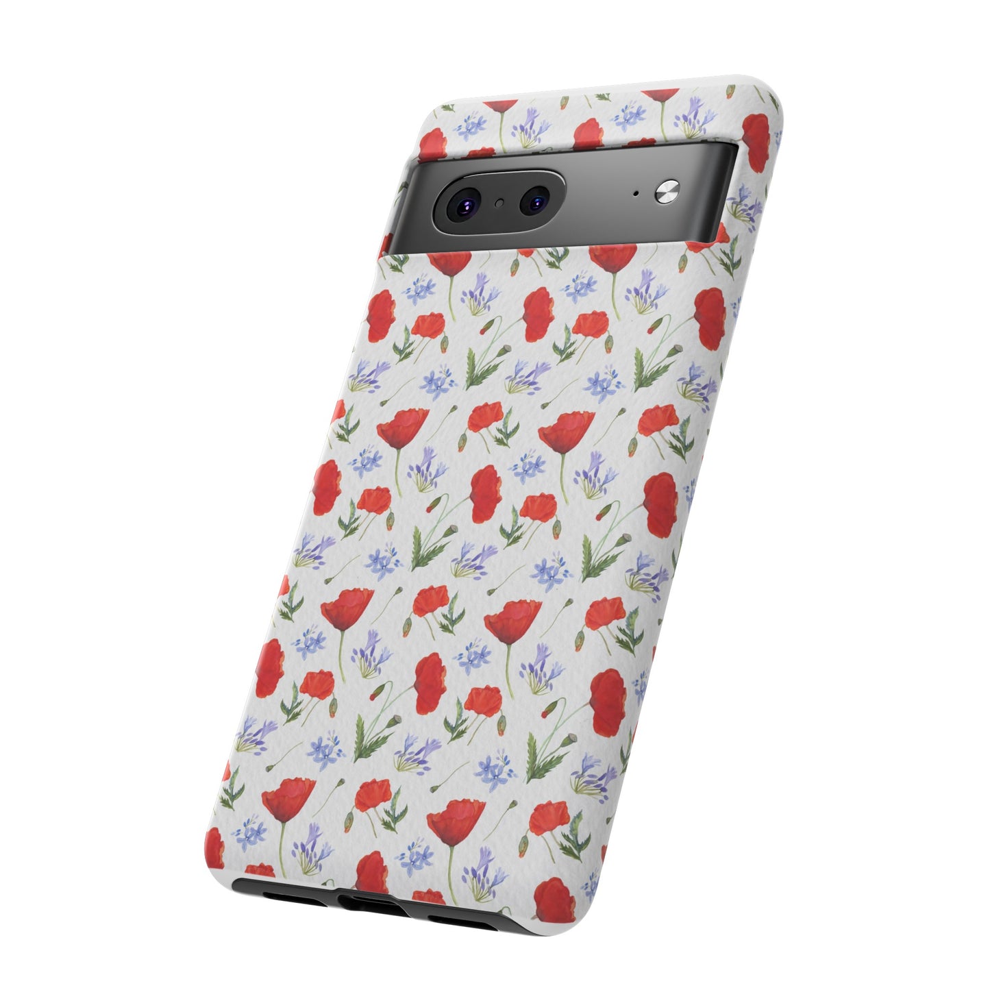 Robust and shock-resistant phone case: Watercolor Poppies and Agapanthus Flowers