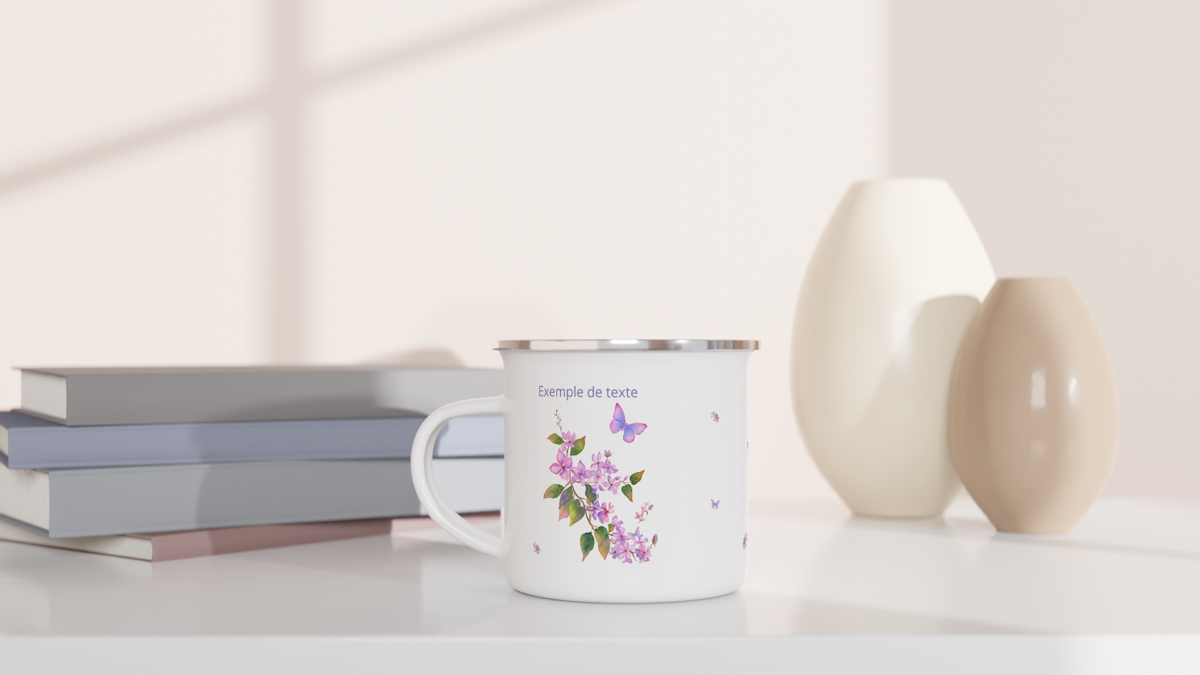 Tasse camping  personnalisée Lilas vintage / cadeau pour elle /Mug en émail/