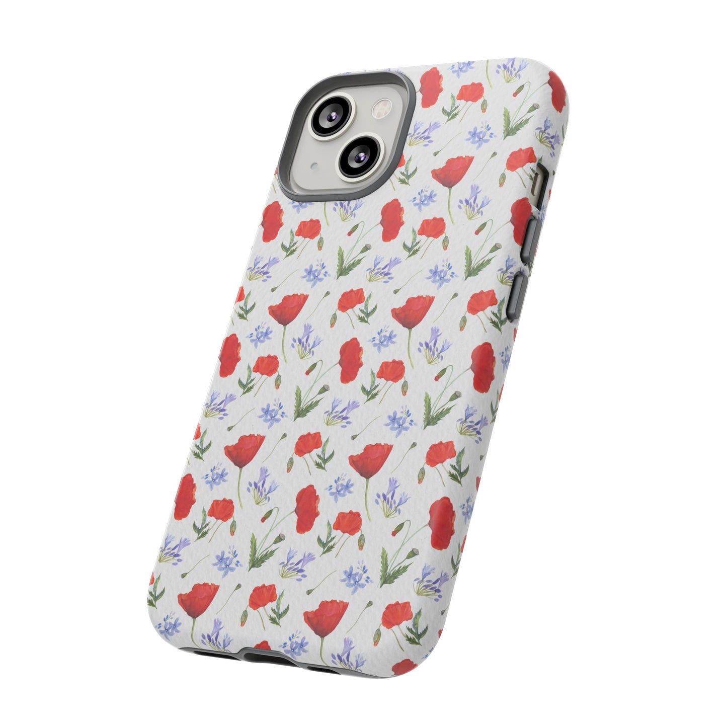 Robust and shock-resistant phone case: Watercolor Poppies and Agapanthus Flowers